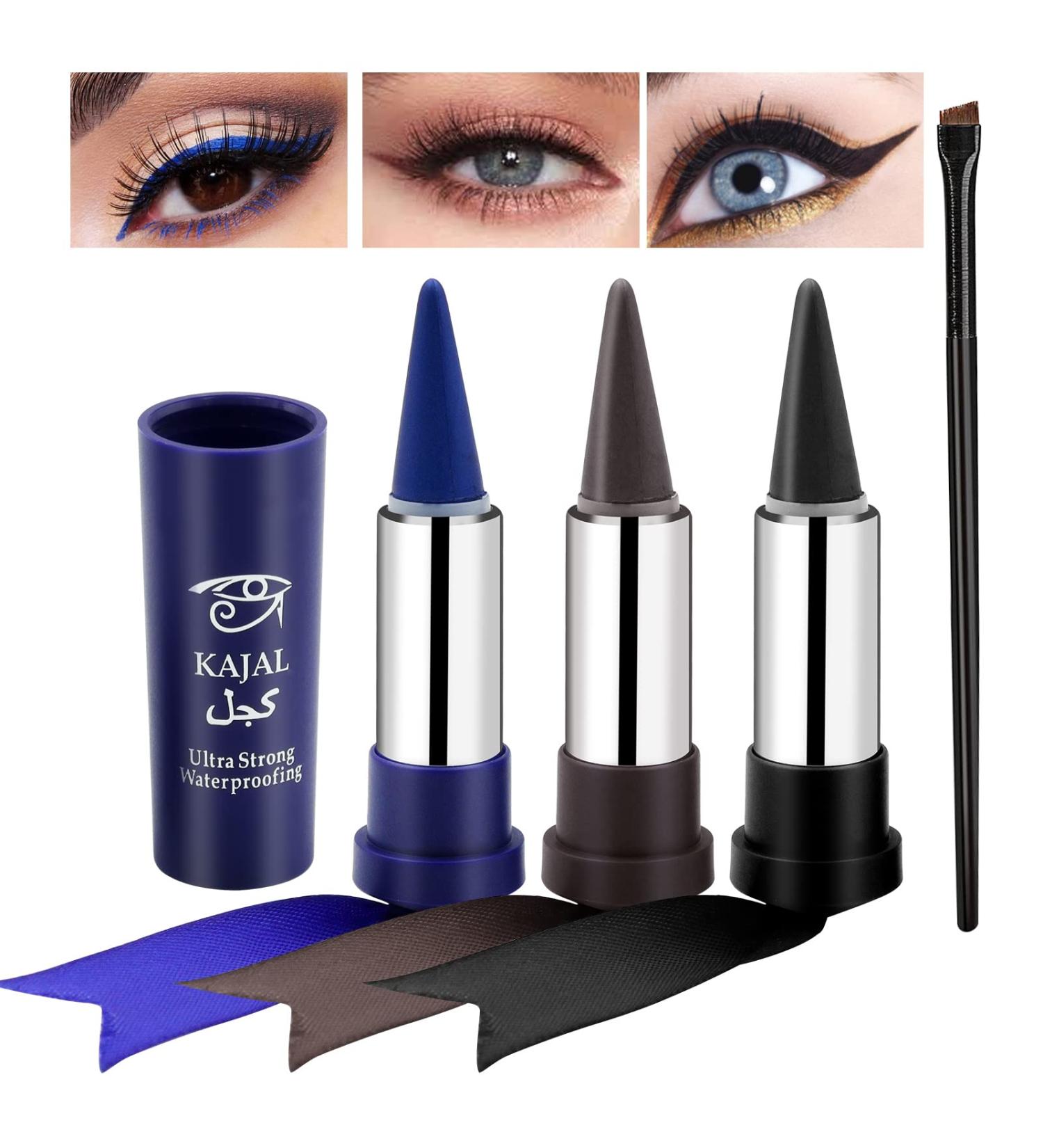 3-Piece Waterproof Gel Eyeliner Set - Quick Drying Long-Lasting Colored Eyeliner with Brush - Perfect Gift for Women & Girls - Buy Online on GoSupps.com