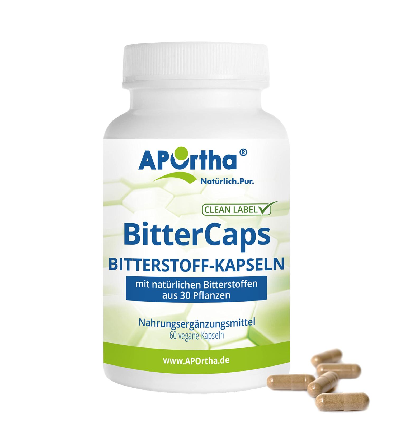 Aportha Bitter Caps | 60 Vegan Capsules - Alcohol-Free Gluten-Free Allergen-Free Derived from 30 Plant Substances - Buy Online on GoSupps.com