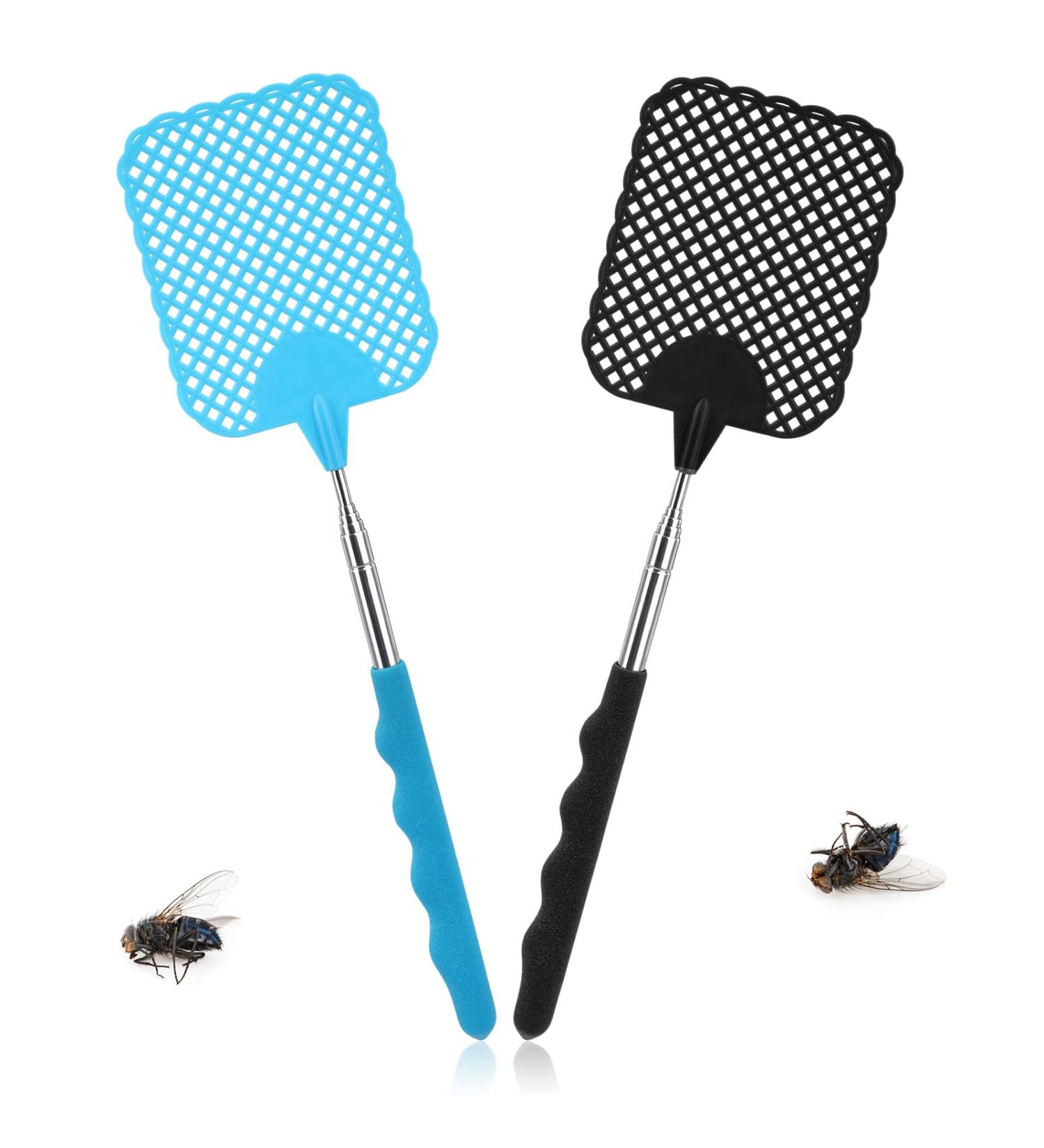 Takuza Fly Gossip - 2 Pieces Pest Control with Integrated Mosquito Scraper for Flies Wasps & Mosquitoes - Black & Blue - Buy Online on GoSupps.com