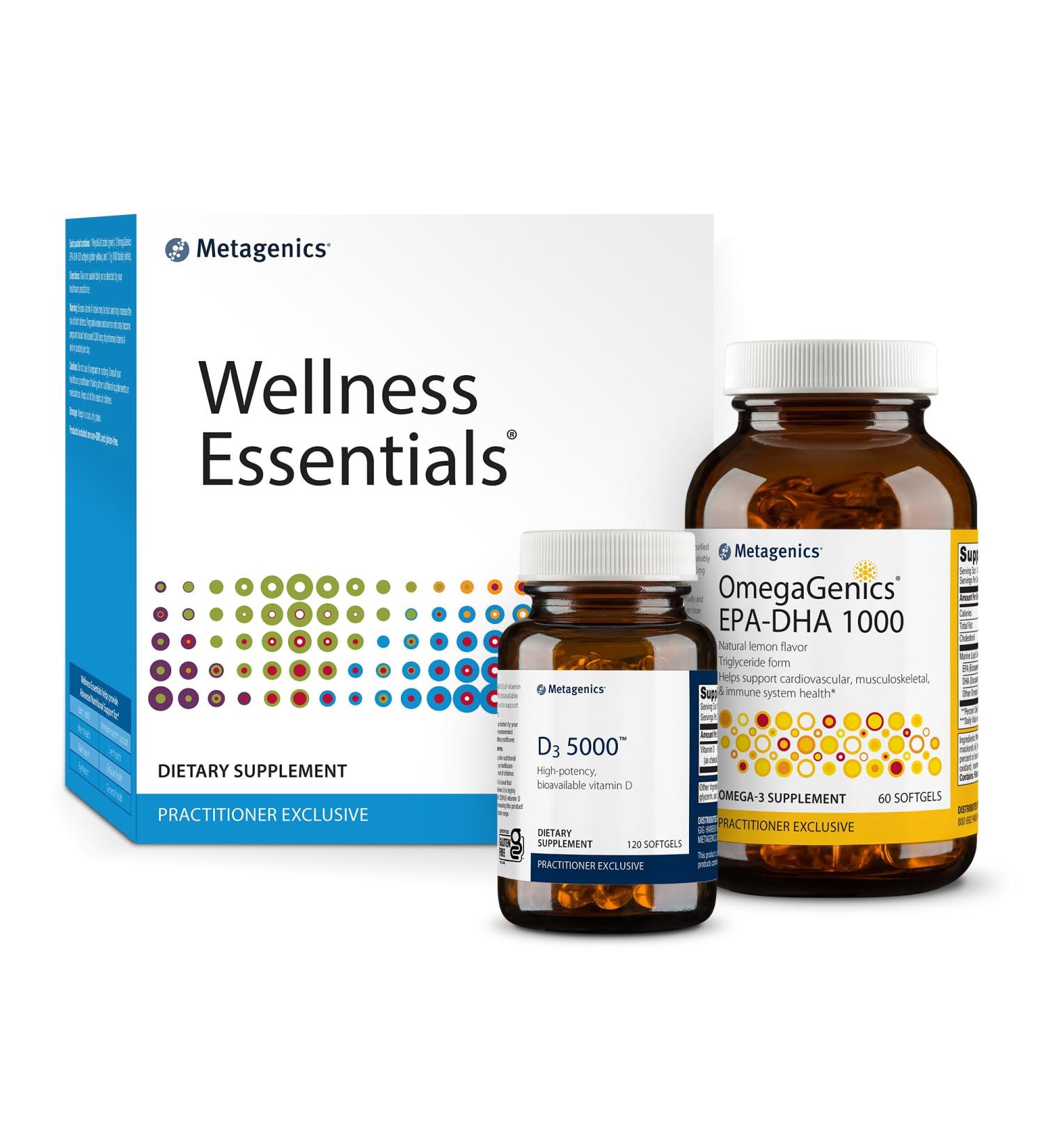 Metagenics Wellness Essentials - 30 Count OmegaGenics EPA-DHA 1000-60 Softgels and D3 5000-120 Softgels - Buy Online on GoSupps.com