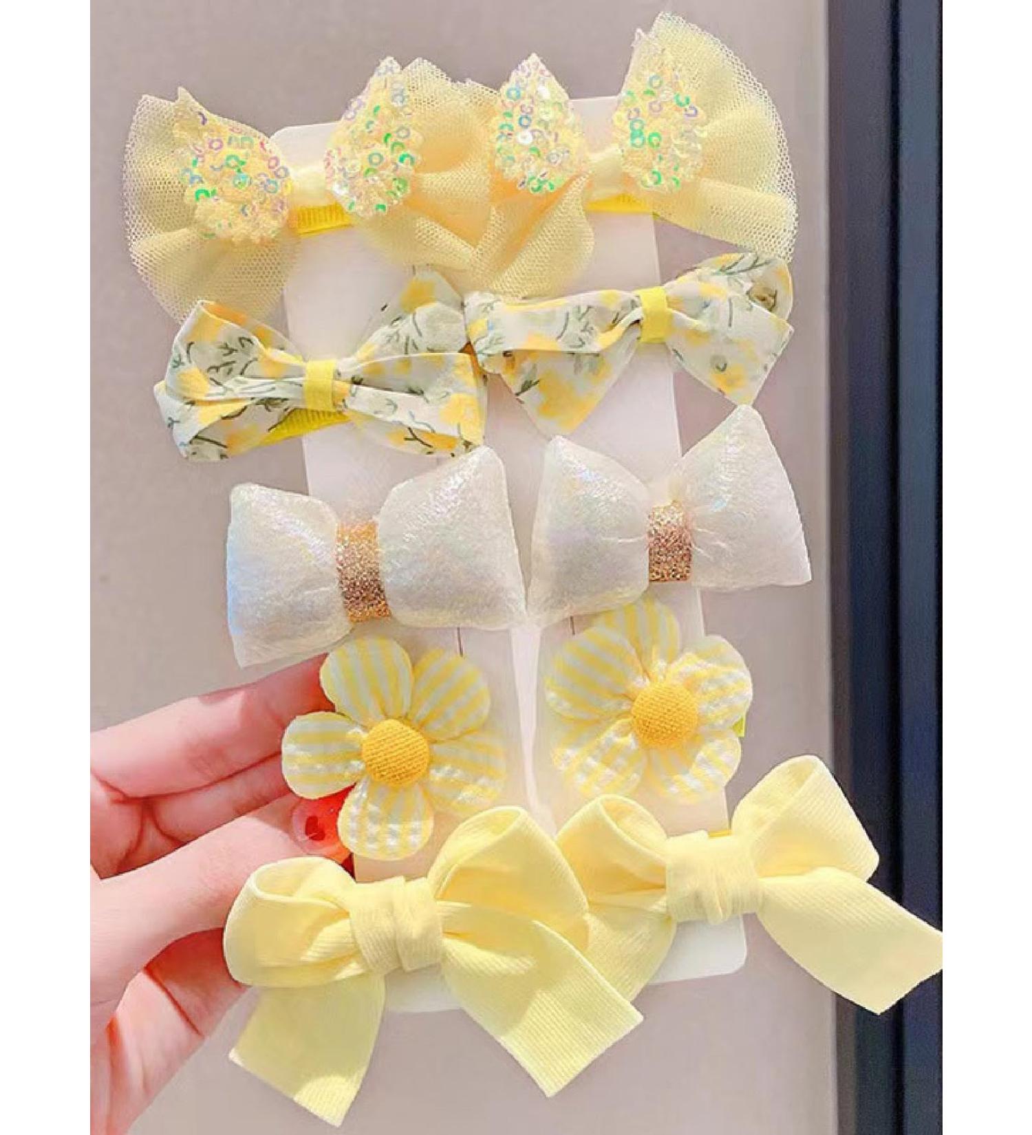 10pcs Flower Yellow Bow Hair Clips Yellow Bow Alligator Hair Clips Flower Hair Bows Hair Accessories Hair Clip Baby Hair Clip For Birthday Wedding Party