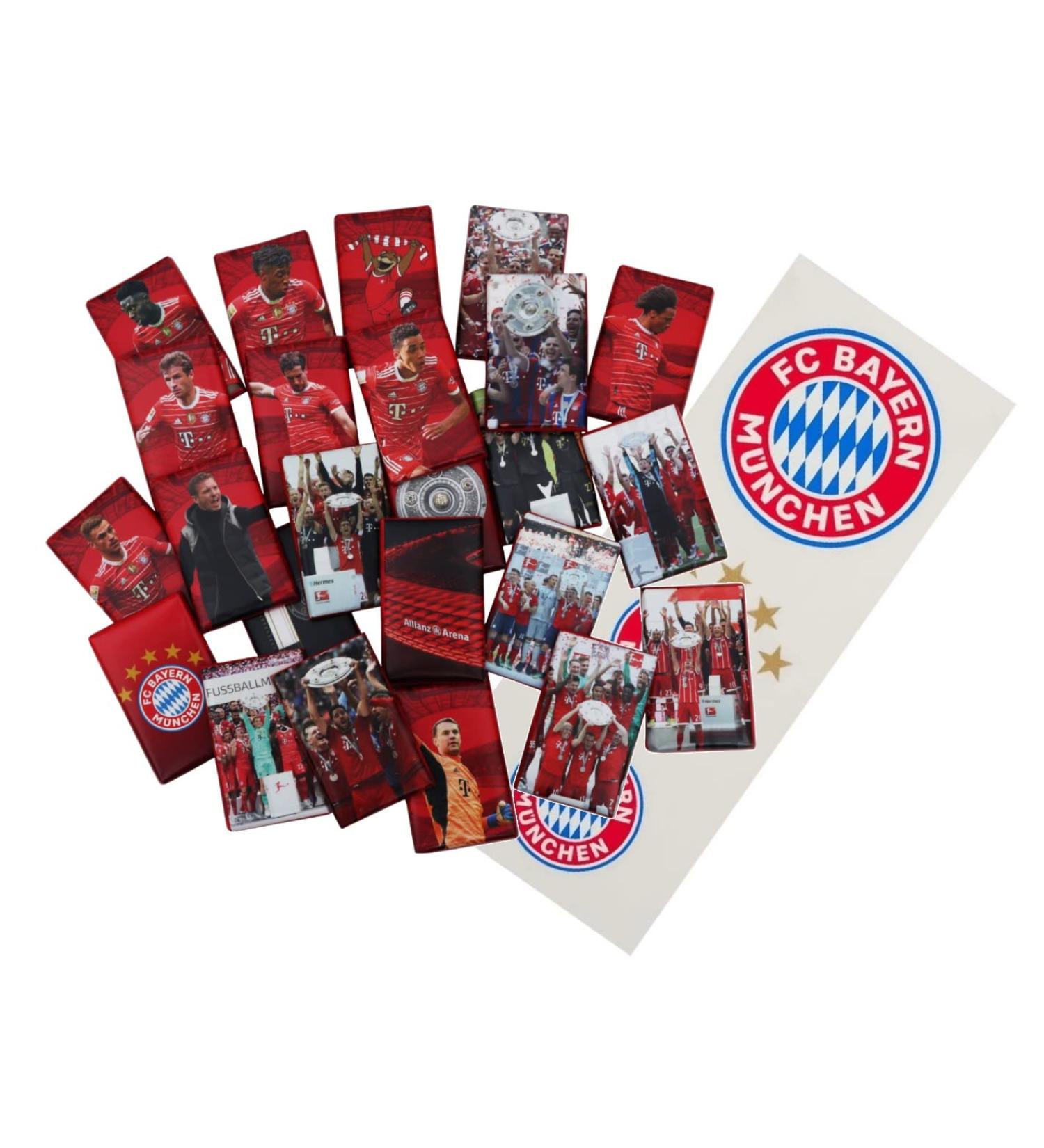 FC Bayern Munich Chocolate Bars - 15 Gourmet Chocolates + 3 Logo Stickers | Buy Internationally - Buy Online on GoSupps.com