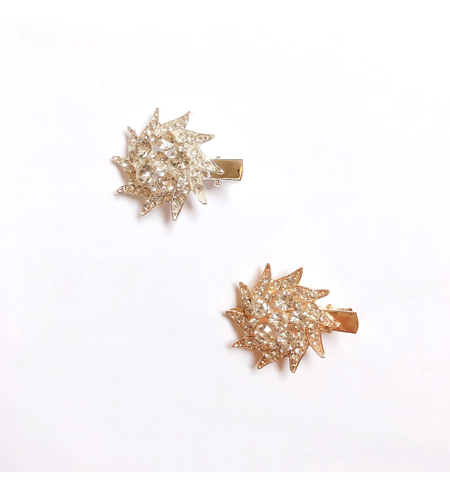 Buy Sparkling Crystal Hair Clips - Slip-Resistant Flower Design Alligator Clips for Women & Girls | Perfect for Parties Weddings & Everyday Wear - Buy Online on GoSupps.com