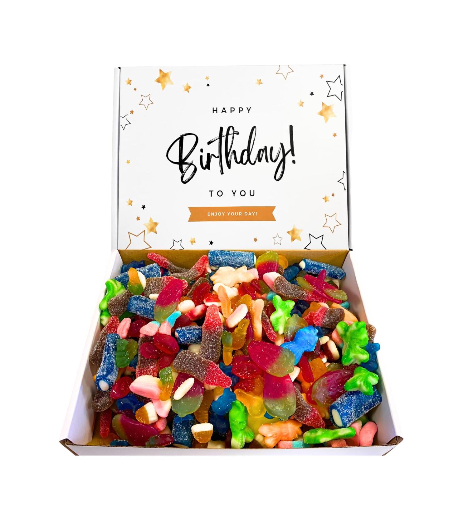 Happy Birthday Random Pick & Mix 1kg Hamper Gift Box For Women Men & Kids - Sweetie Tooth - Buy Online on GoSupps.com