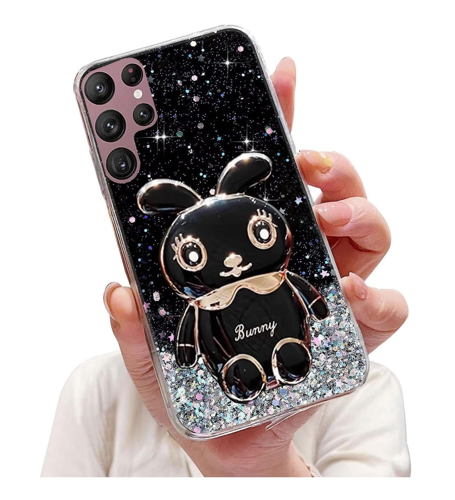 Buy Tivenfezk Nadoli for Samsung Galaxy S22 Ultra - Glitter Rabbit Stand Soft Silicone Case | Transparent Protective Cover - Buy Online on GoSupps.com