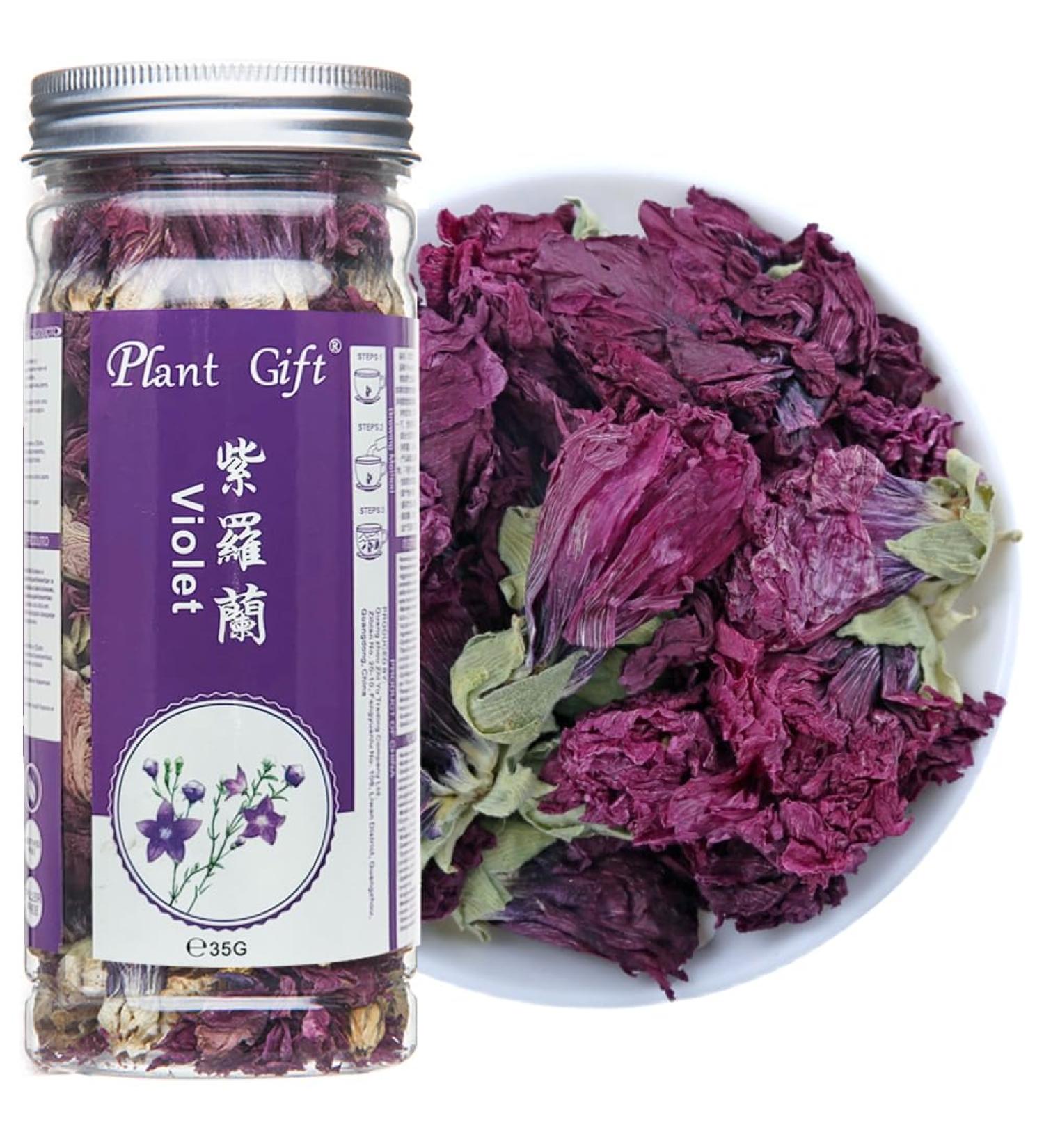 Plant Gift Dried Violets 35g/1.23oz Violet Flower Sweet Violet Tea Edible Dried Flowers Violet Leaf Tea Natural Food Coloring - Buy Online on GoSupps.com