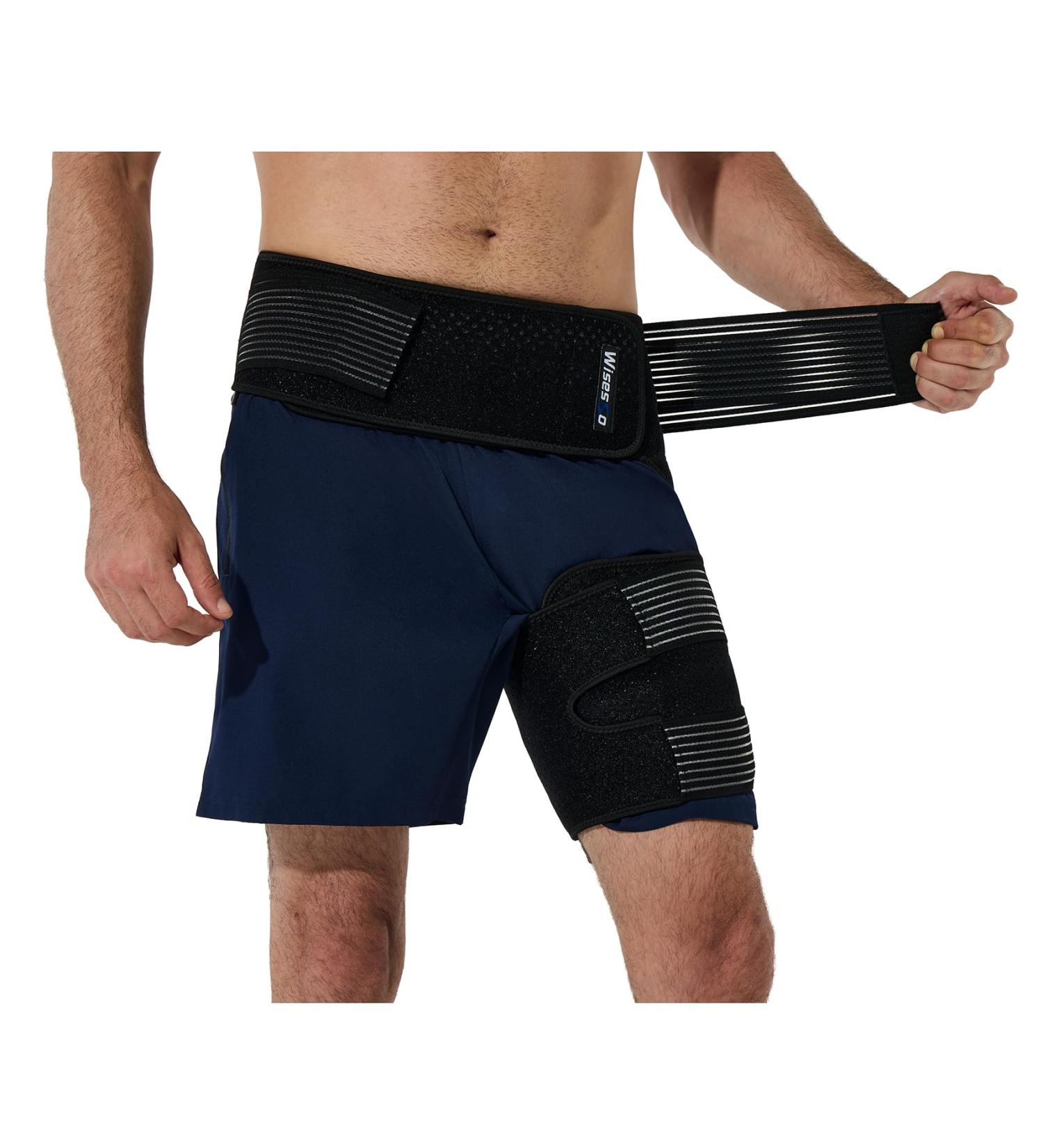 Hip Brace with Removable Belt - Sciatica Pain Relief & Hip Support for Men & Women (Black Left) - Enhanced Compression Sleeve for Arthritis & Pulled Muscles - Buy Online on GoSupps.com