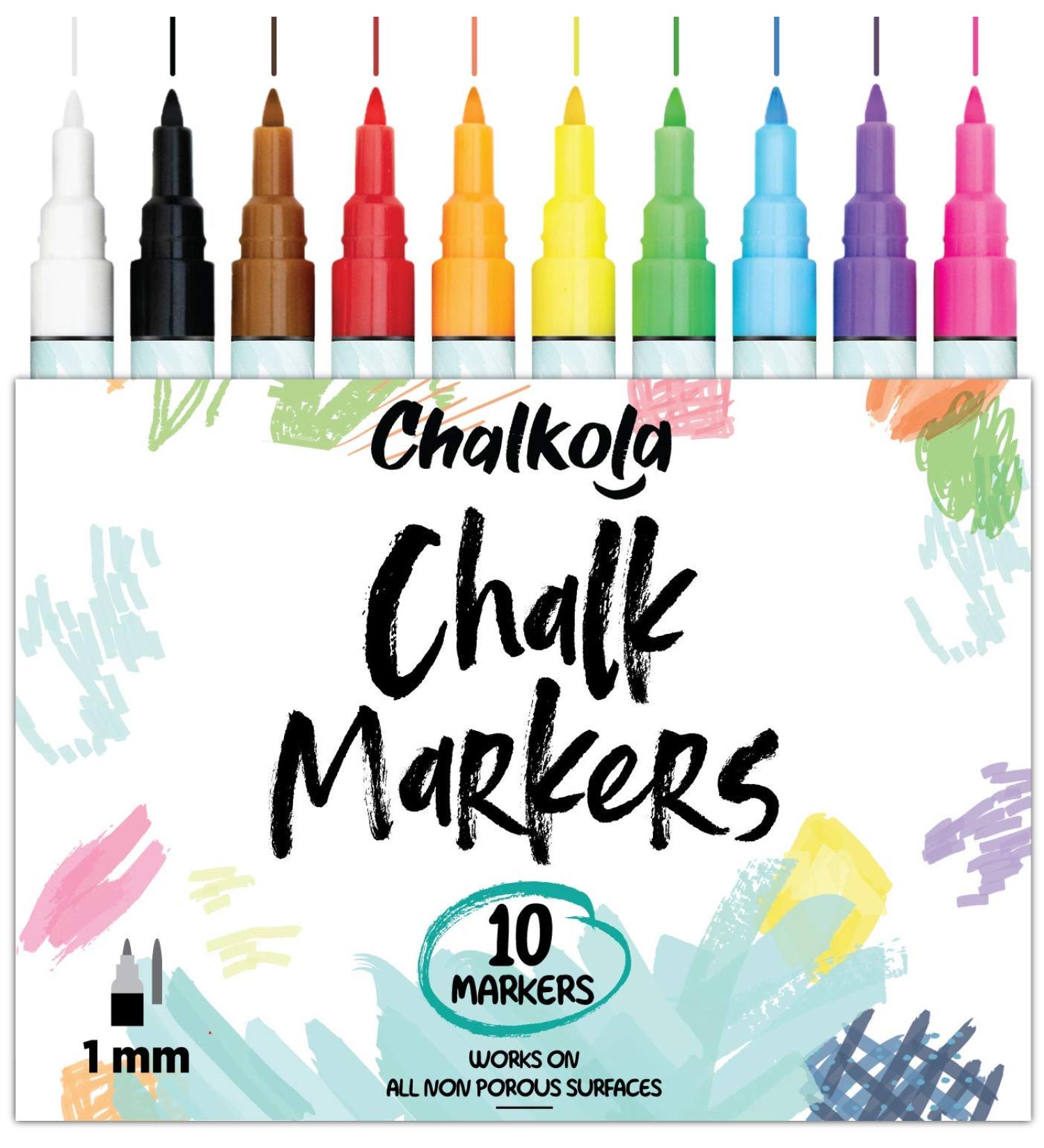 Chalkboard Chalk Markers 10 Pack 1mm Extra Fine Tip Neon Color Pens - For Blackboards, Bistros, Windows - Neon - Buy Online on GoSupps.com