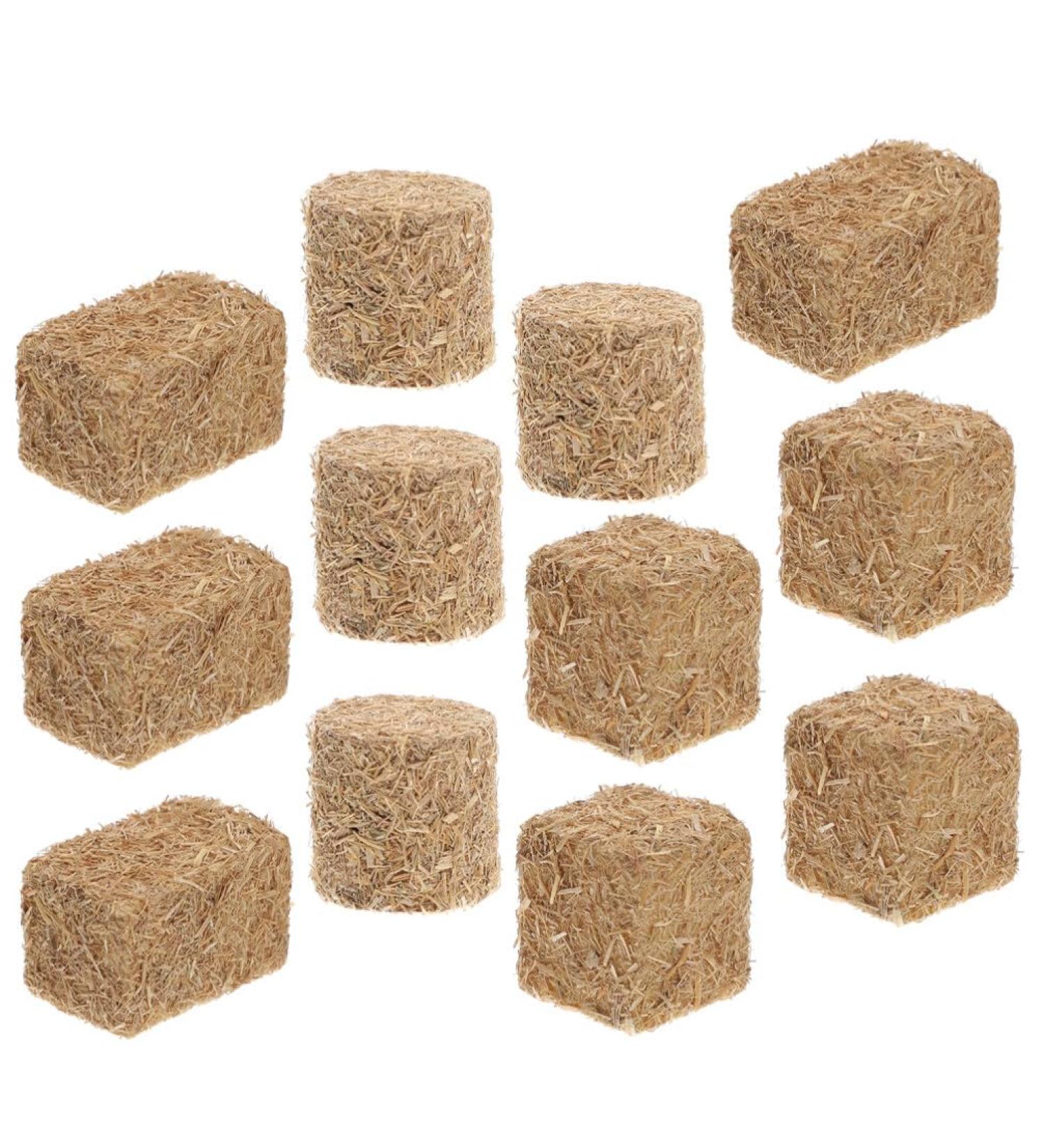 ABOOFAN 12Pcs Mini Hay Bale Decoration Straw Bale Ornament - Small Nativity Stable Dollhouse Miniature Haystack - Buy Online on GoSupps.com