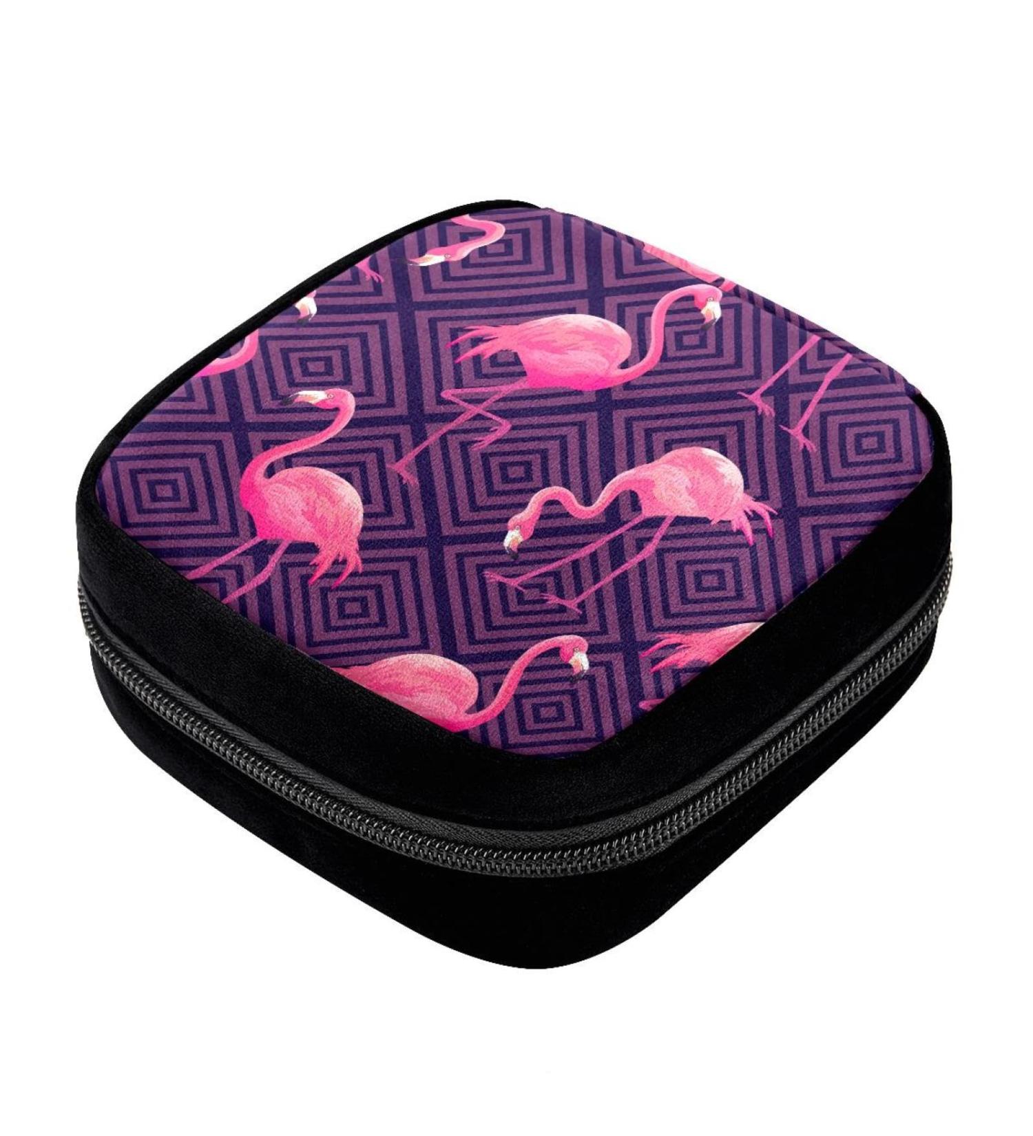 Period Bag: Pink Flamingo Sanitary Napkin Storage and Makeup Pouch - Buy Online on GoSupps.com
