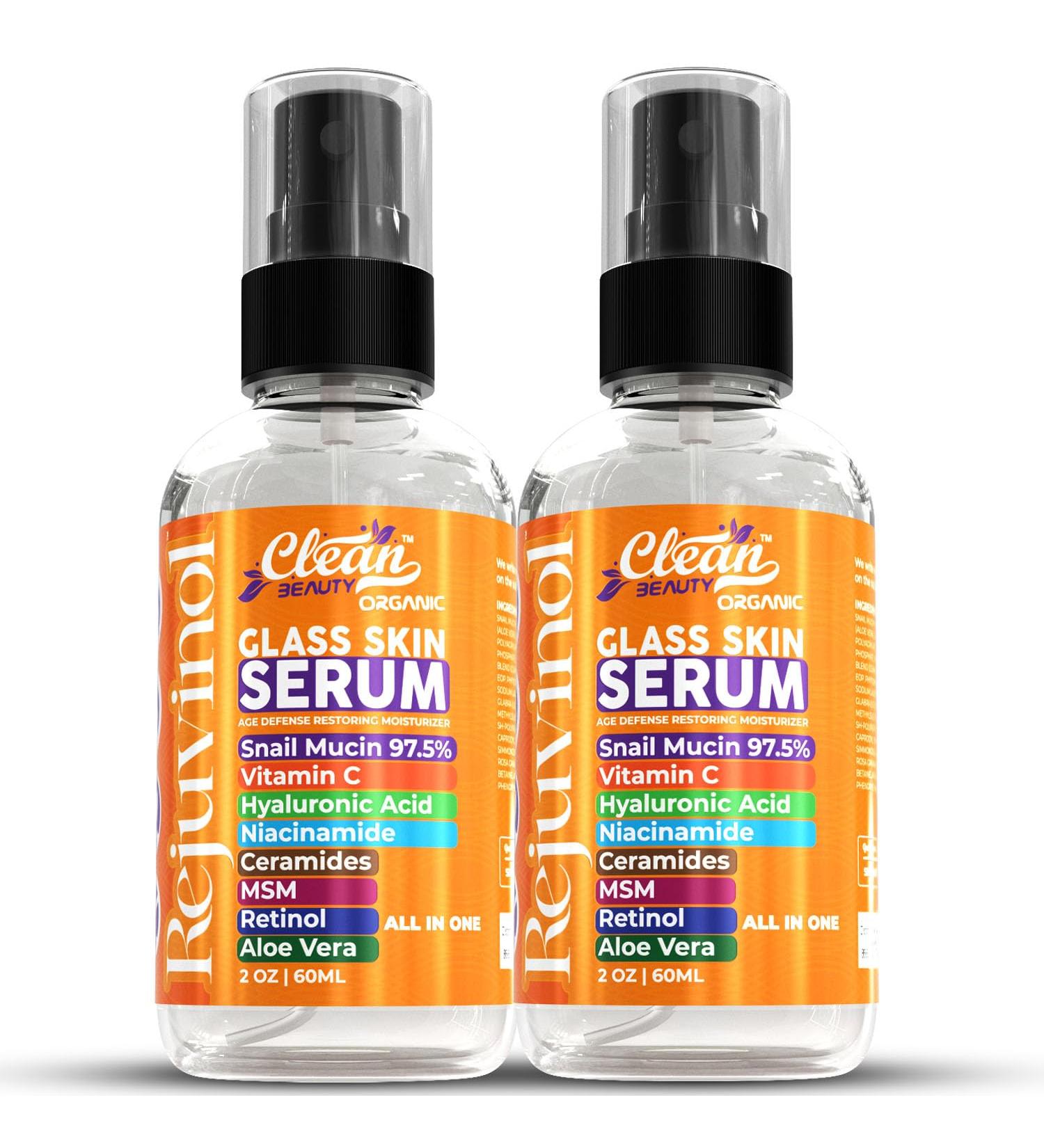 Snail Mucin Anti-Aging Facial Serum | Vitamin C Hyaluronic Acid Niacinamide Retinol | Pack of 2 - Moisturizing Glass Skin Serum for Radiant Glow - Buy Online on GoSupps.com