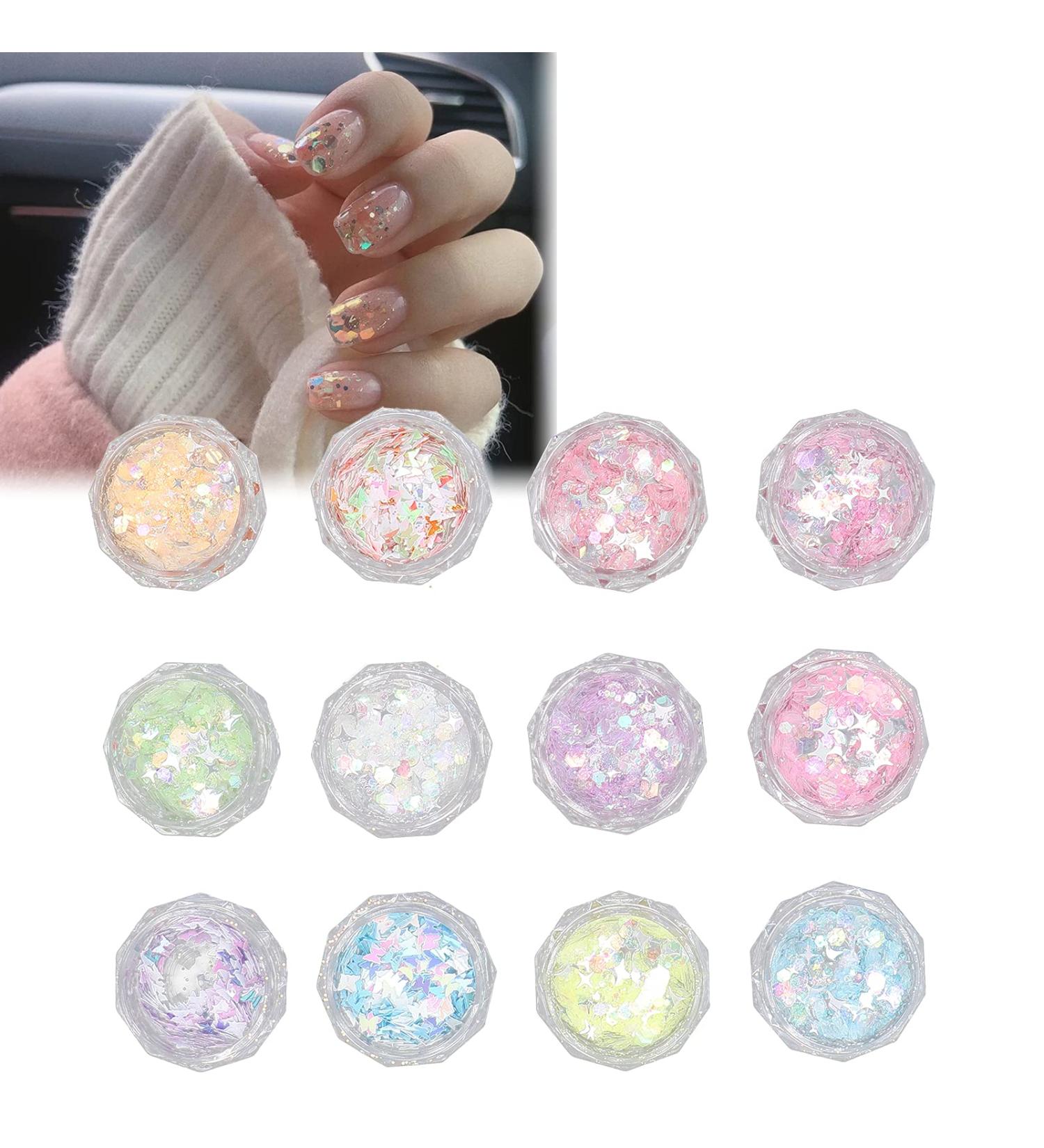 Nail Art Sequins Nail Sequins 12 DIY Nail Non-toxic and Durable for Shop for Travel for Nail Art Lovers for Home - Buy Online on GoSupps.com