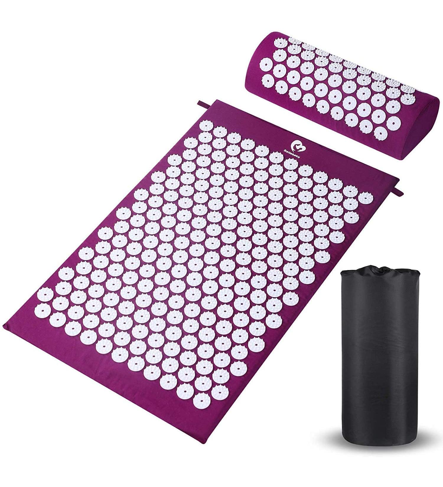 Bellababy Acupressure Mat & Pillow Set - Massage & Pain Relief Mattress for Stress Reduction - Light Purple with Carrying Bag - Buy Online on GoSupps.com