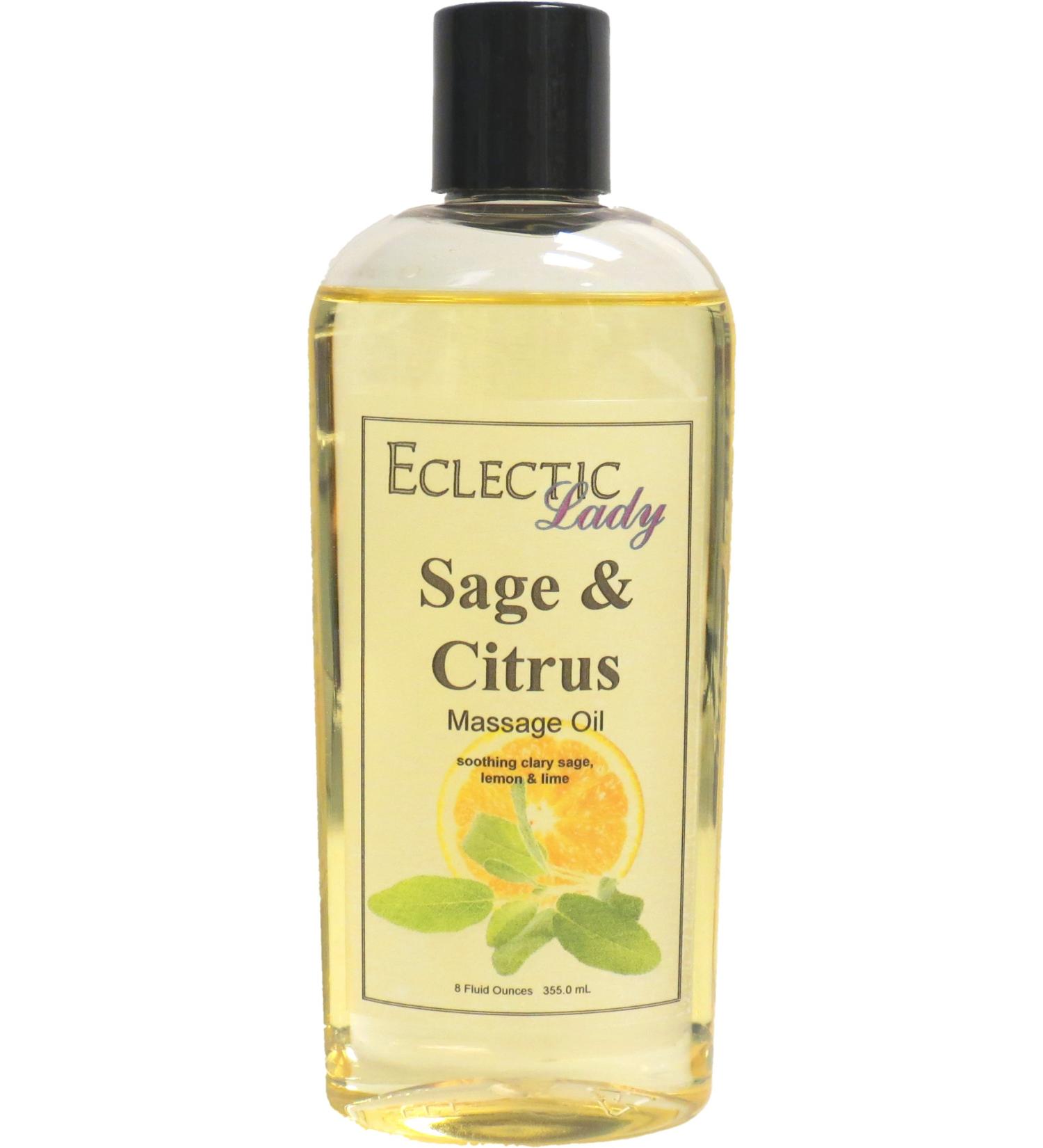 Sage and Citrus Massage Oil - 8 oz | Sweet Almond & Jojoba Oil | Preservative Free | Aromatherapy & Relaxation - Buy Online on GoSupps.com