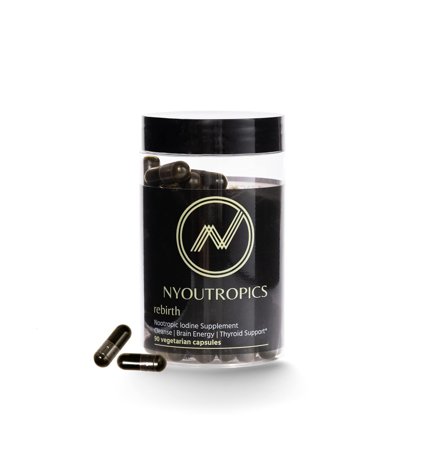 Rebirth by NYOUTROPICS - Nootropic Iodine Supplement (90 Capsules) for Brain and Thyroid Support - Vegan Formula - Buy Online on GoSupps.com