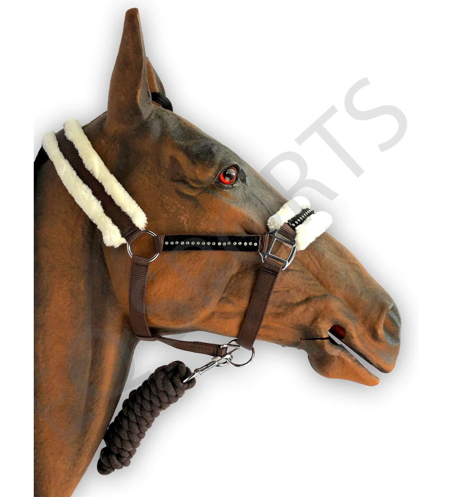 Knight Rider Fluffy Diamante Headcollar & Matching Lead Rope Brown Pony