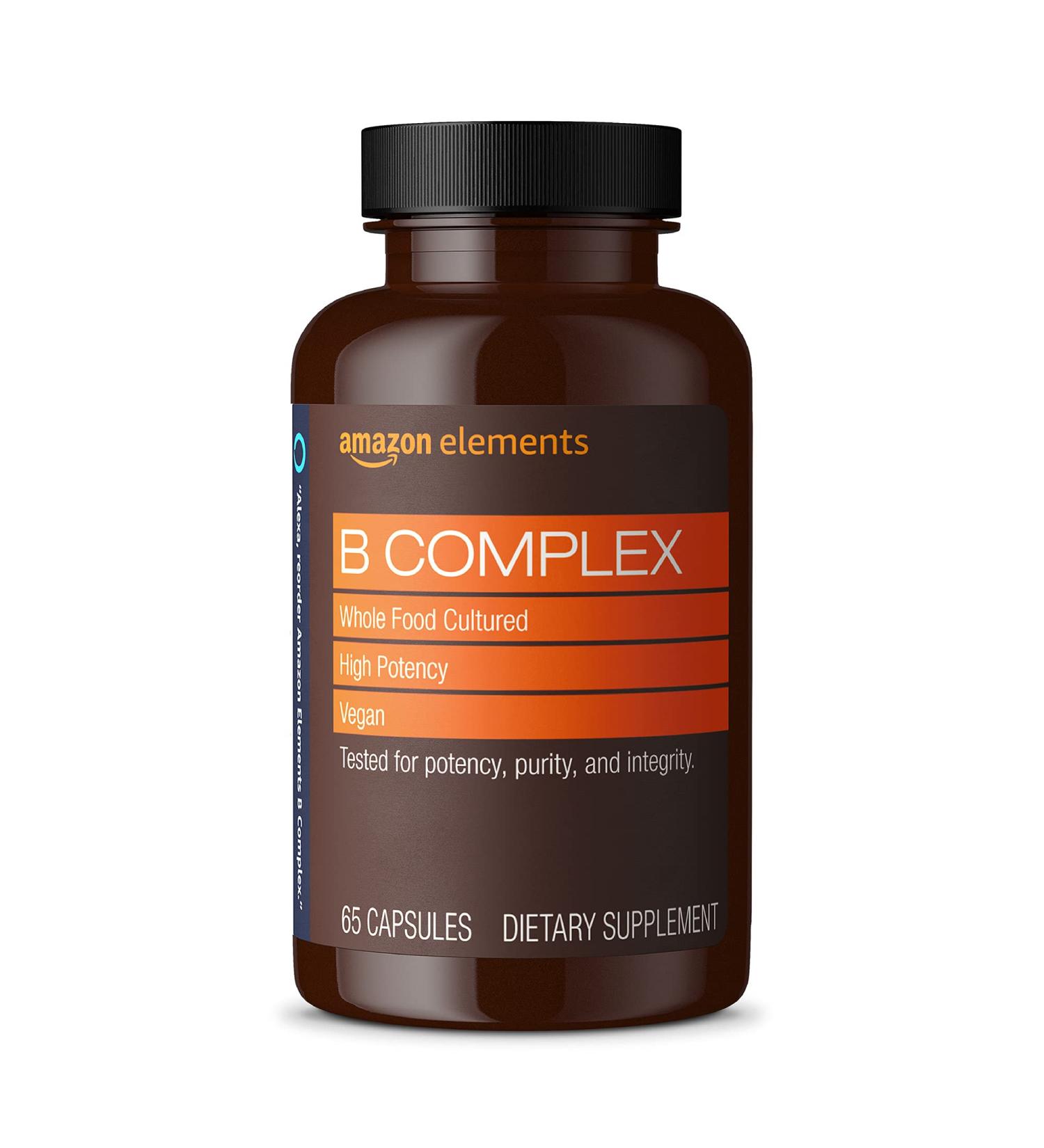 Amazon Elements B Complex - High Potency Whole Food Cultured Formula for Immune Support and Energy Metabolism - Vegan - 65 Capsules - Buy Online on GoSupps.com