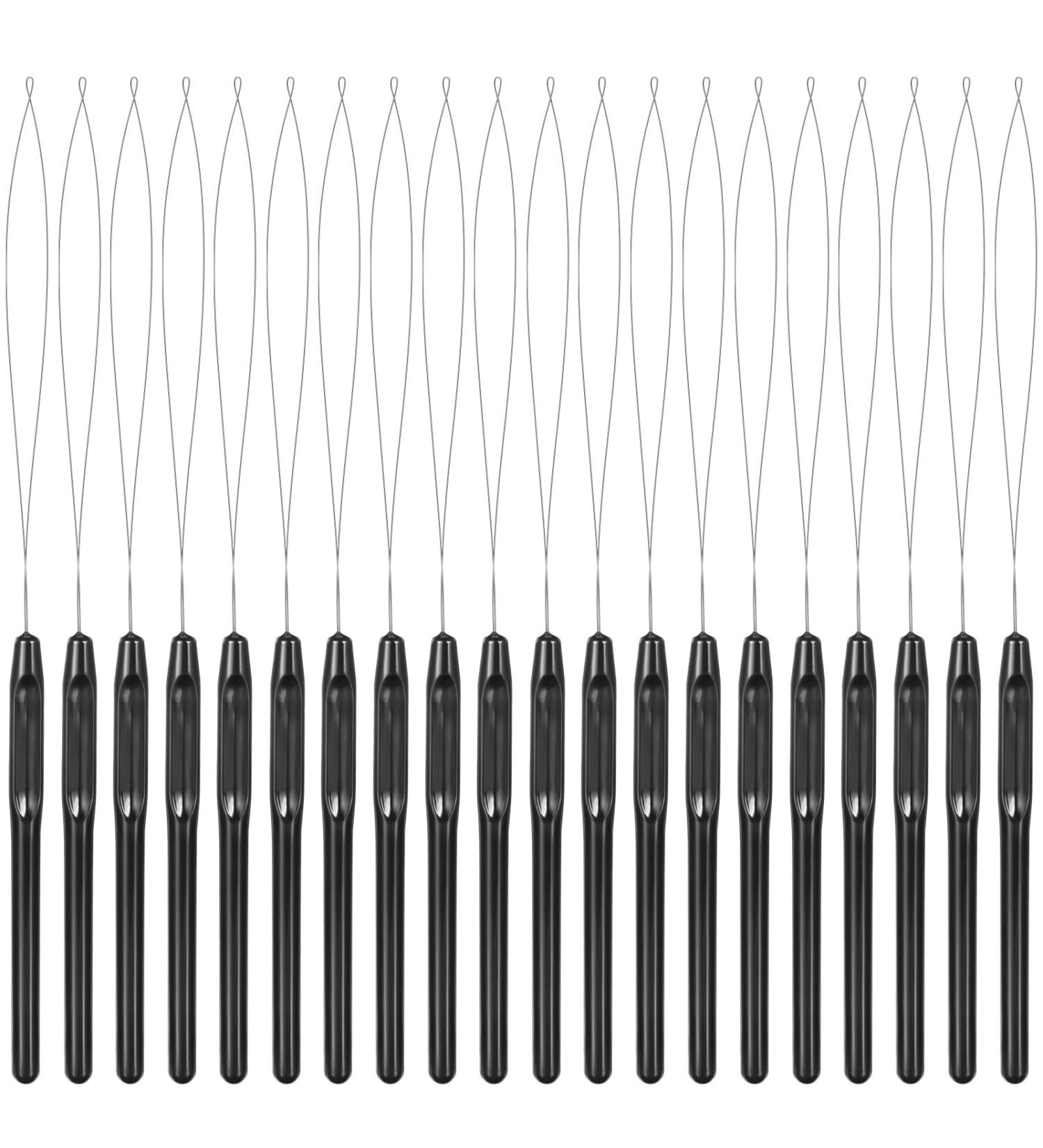 20-Piece Hair Extension Loop Needle Threader Set - DIY Hook Tool for Hair & Feather Extensions - Black Loop Tools - Buy Online on GoSupps.com