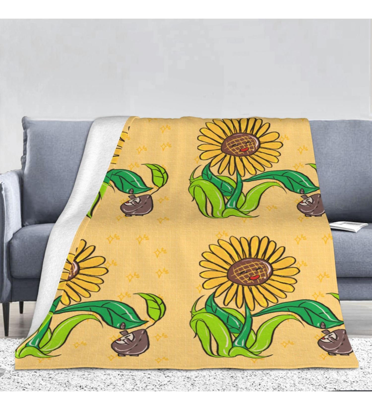 YYHHAOFA Sunflower Seeds and Sunflowers Picture Flannel Blanket 66x90 in Thick : Skin-Friendly Warm and Comfortable Easy Care and Durable Black Thick - Buy Online on GoSupps.com