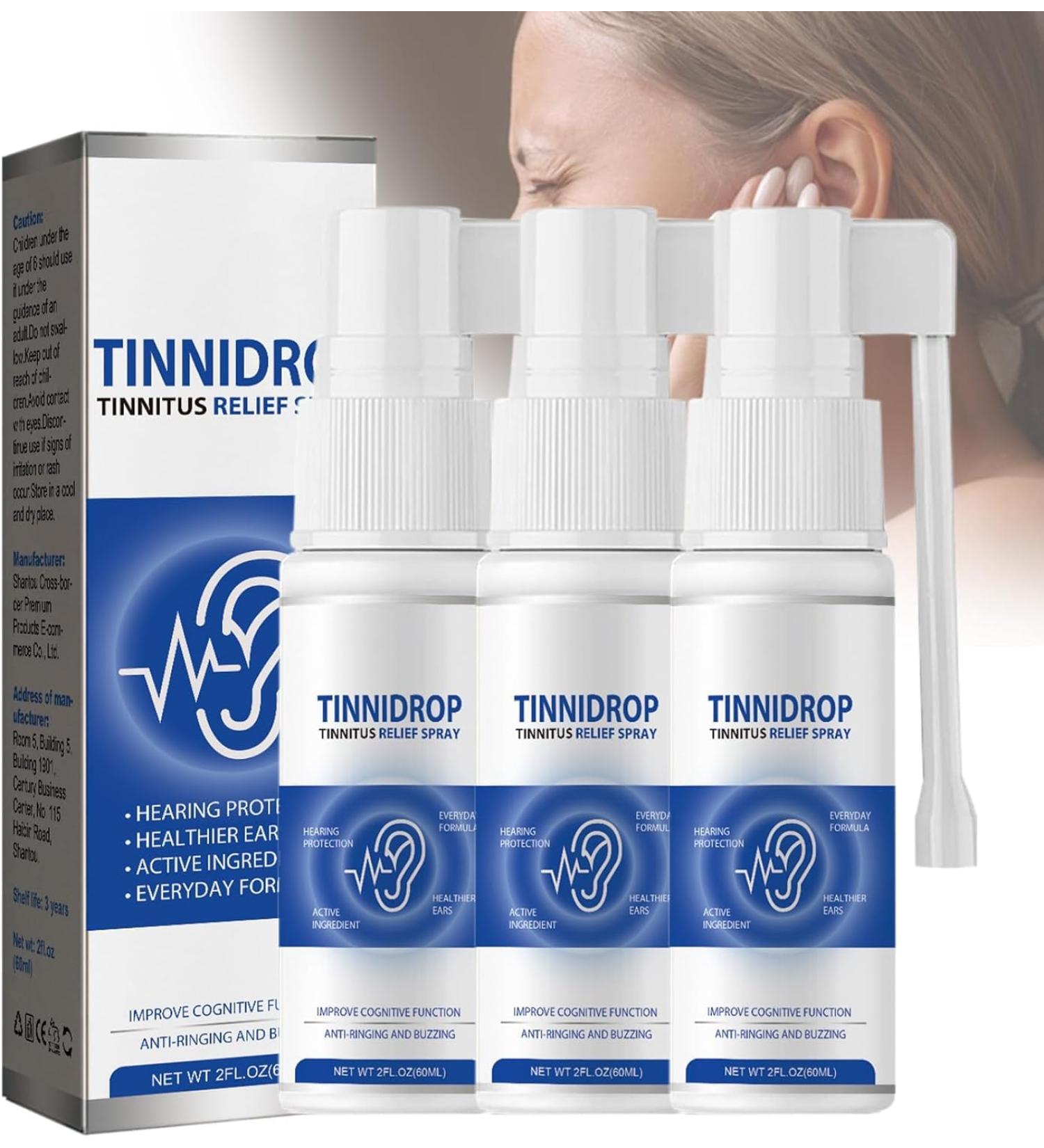 Tinnidrop Tinnitus Relief Spray Tinnitus Relief Spray Tinnitus Relief for Ringing Ears Relieve Ear Discomfort Earwax Cleaning Care Spray for Relieves Tinnitus Ear Back (3 Pcs) - Buy Online on GoSupps.com