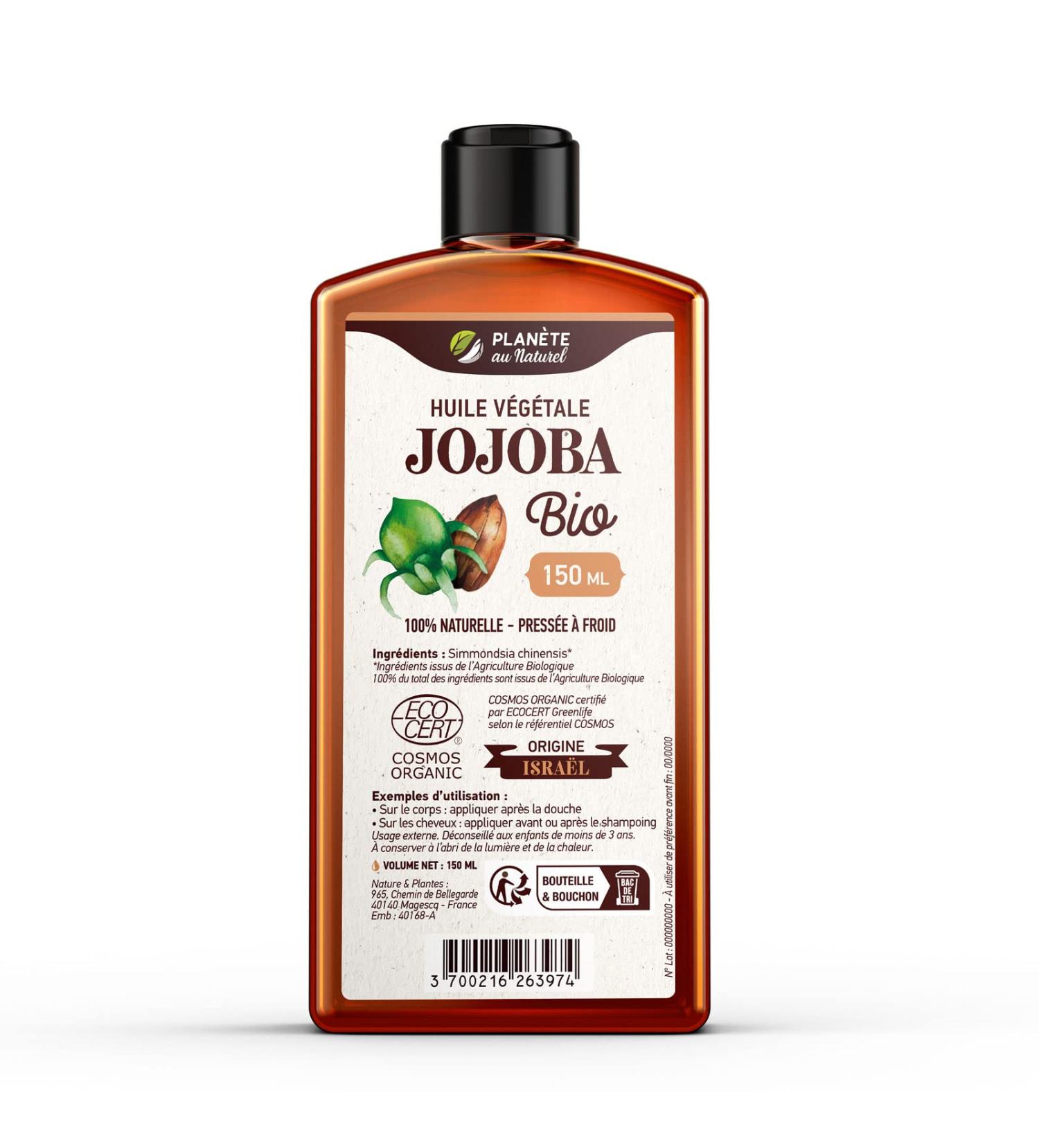 JOJOBA Organic Oil 150 ml - Cosmos Organic - Plan te au Naturel - Pure Natural and Cold Pressed - Hair Body Skin - Buy Online on GoSupps.com