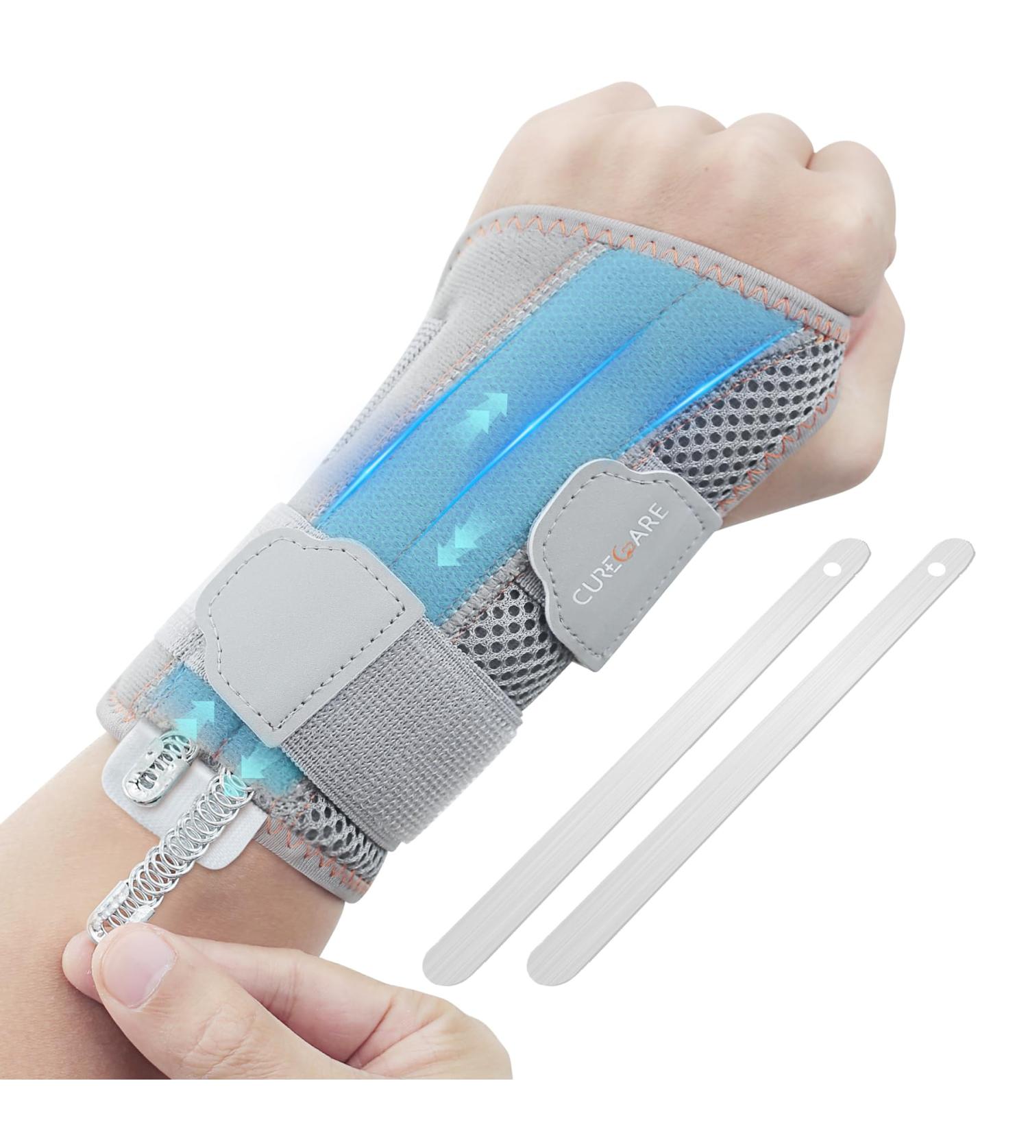 CureCare Adjustable Wrist Support with 2 Rails | Pain Relief for Carpal Tunnel Tendinitis & Arthritis | L/XL Left - Gray - Buy Online on GoSupps.com