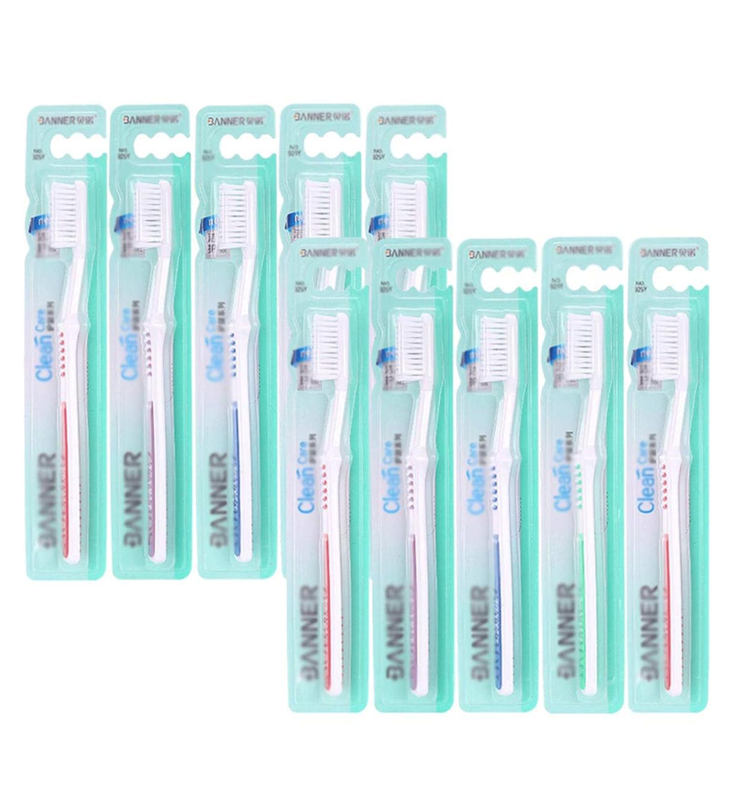 Buy Clean Hard Bristle Toothbrush Set - 10 Travel Brushes with Portable Packaging for Men & Women - Buy Online on GoSupps.com