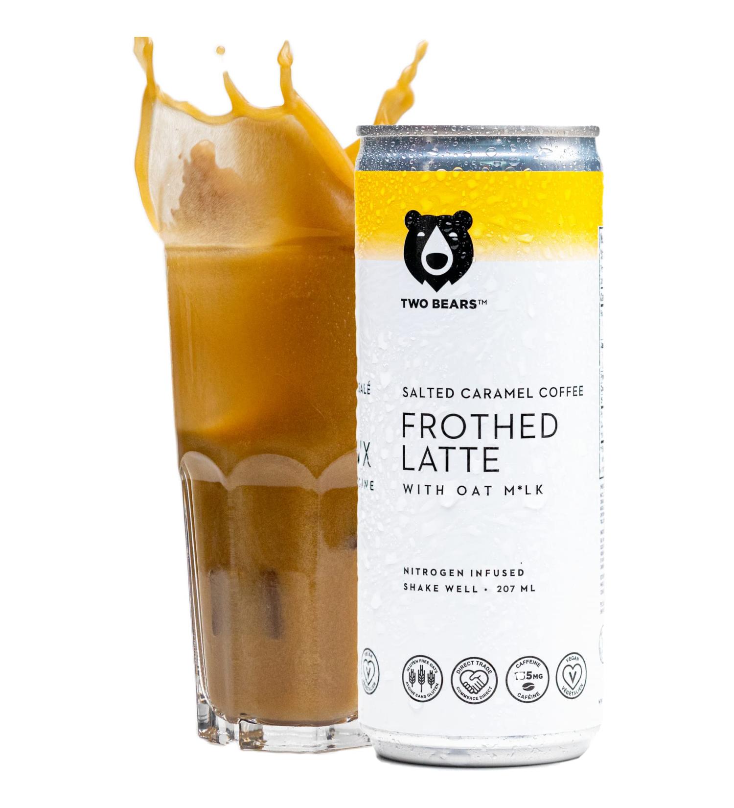 Two Bears Salted Caramel Nitro Cold Brew with Oat Milk - Vegan Caramel Latte (12-Pack 7 oz Cans) - Buy Online on GoSupps.com