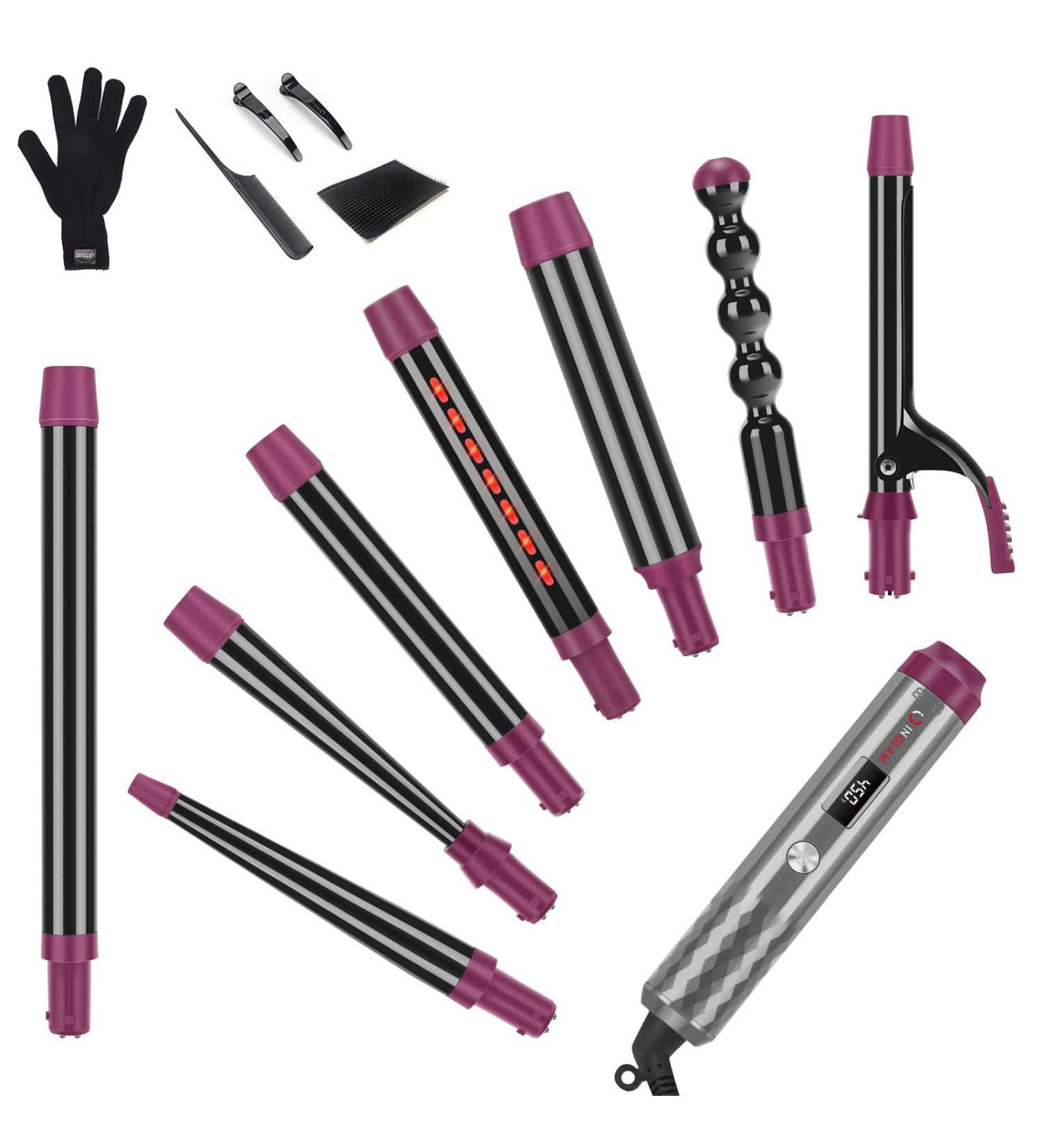 IG INGLAM 8 in-1 Curling Iron Wand Set - Interchangeable Ceramic Barrels with Infrared Technology - Perfect for All Hair Types - Buy Online on GoSupps.com