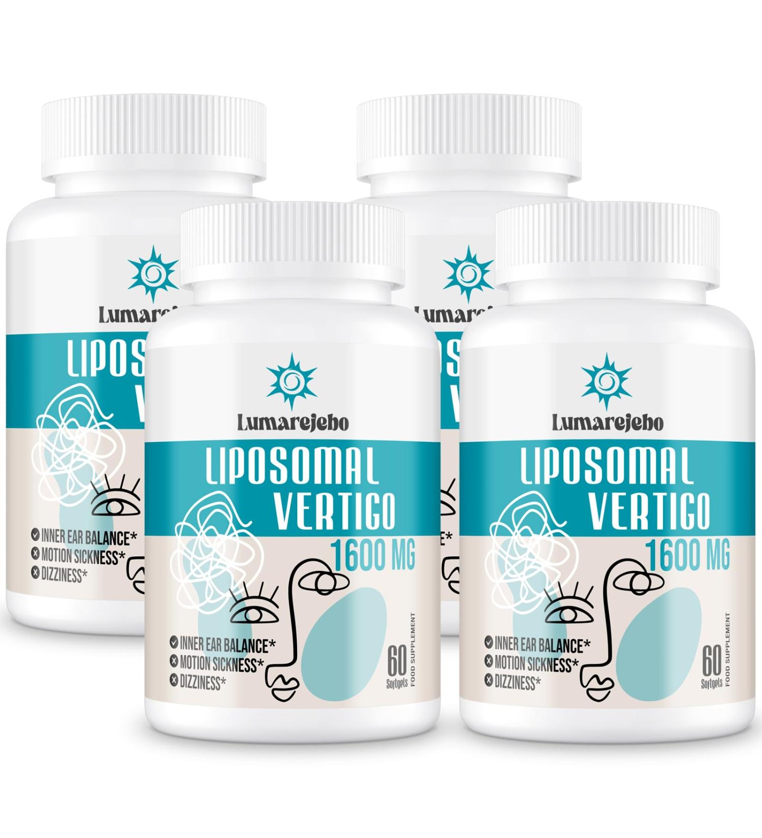 Lumarejebo Liposomal Vertigo Softgel 1600mg Inner Ear Balance Supplement with Ginger & Ginkgo Extract Relieve Motion Sickness & Dizziness 60 Softgels 60 count (Pack of 4) - Buy Online on GoSupps.com