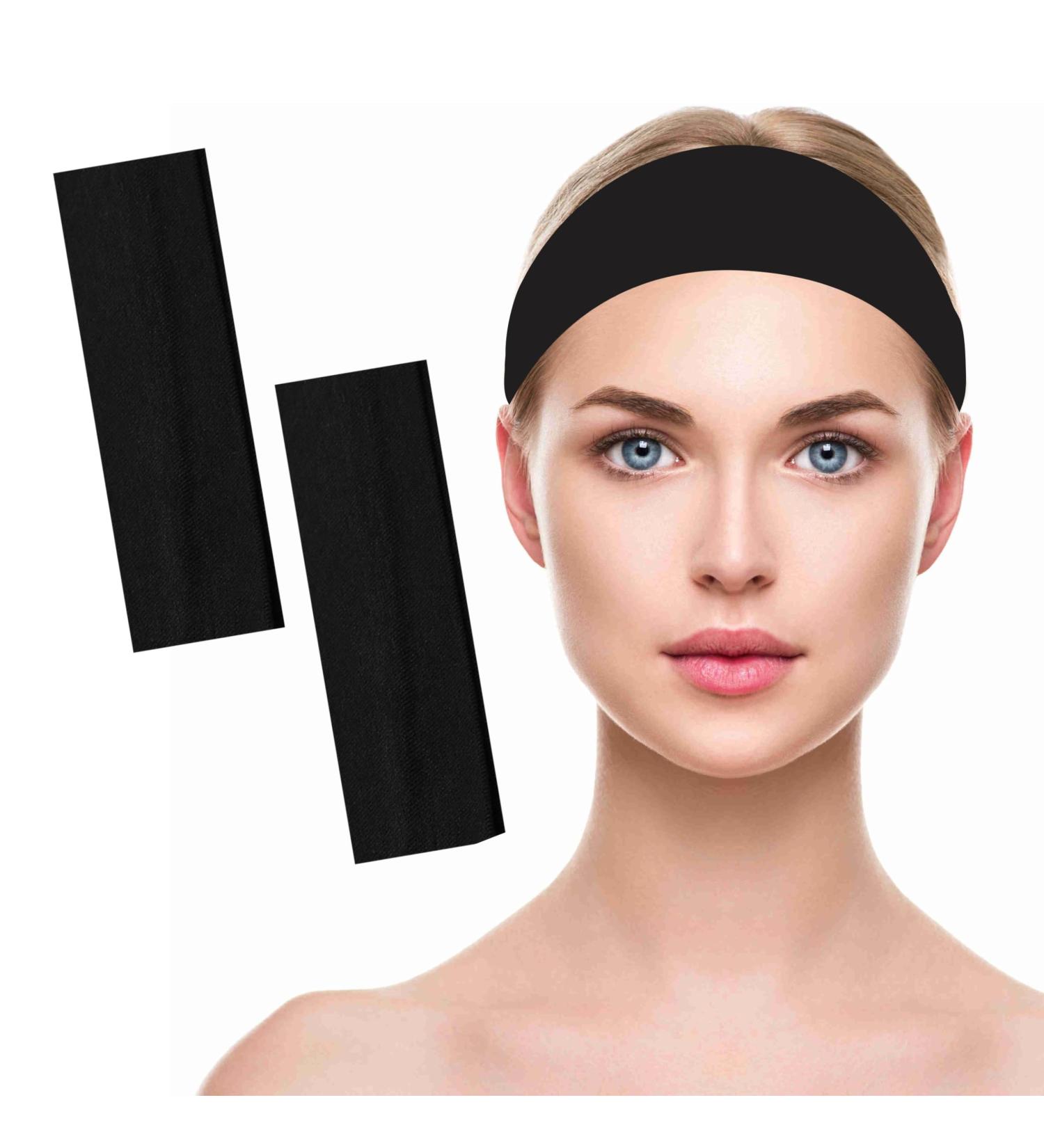 7cm Wide Black Unisex Headbands For Comfort 2 pack - Organic Cotton Head Bands for Makeup Yoga Running Sports Headband - Sweat Absorber Hair Bands 2X - Buy Online on GoSupps.com