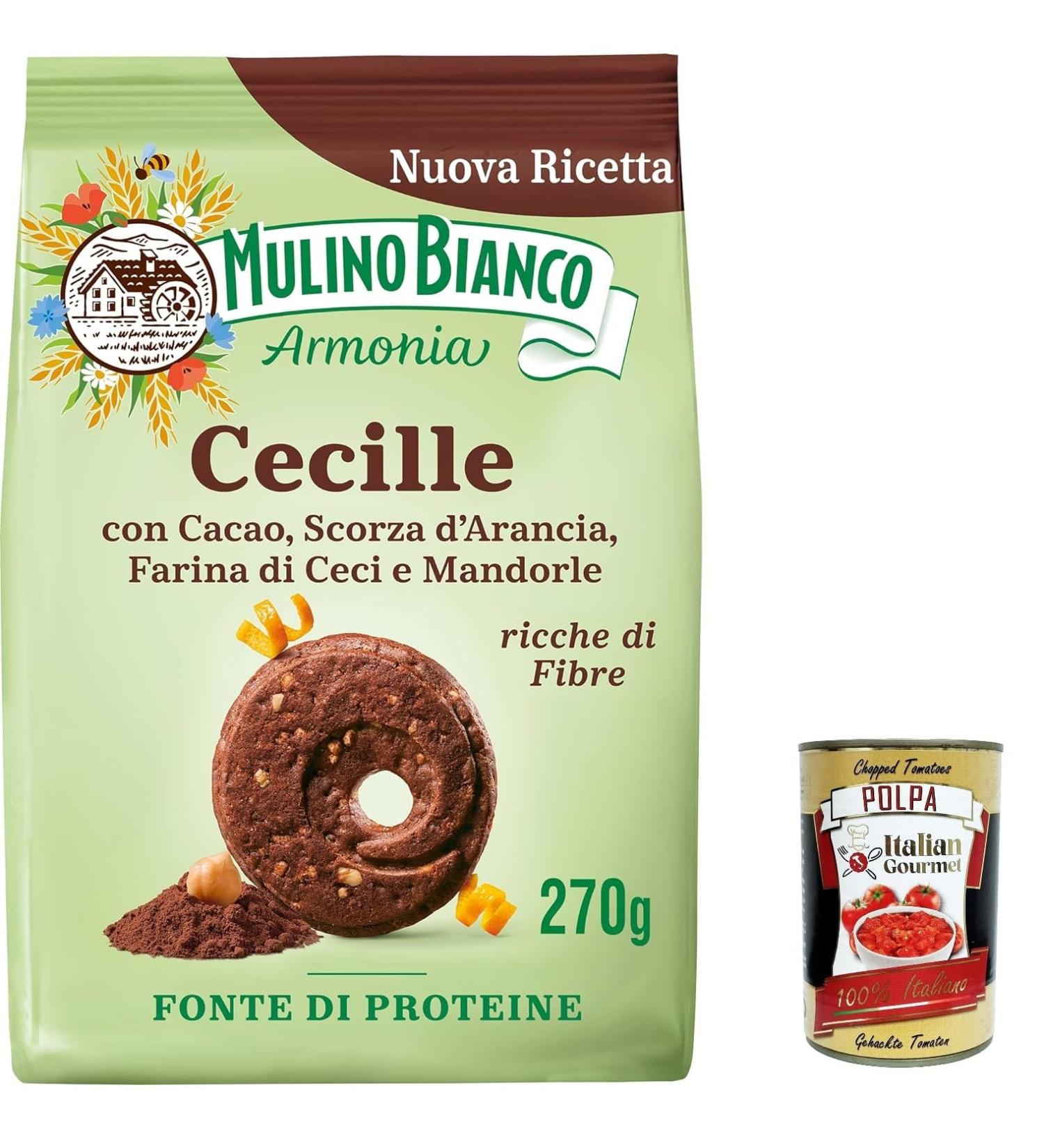  Italian Gourmet E.R. Mulino Bianco Pack of 6 shortcrust pastry biscuits with cocoa orange peel chickpea and almond flour high in fiber source of protein 270g + gourmet Italian polpa 400g - Buy Online on GoSupps.com