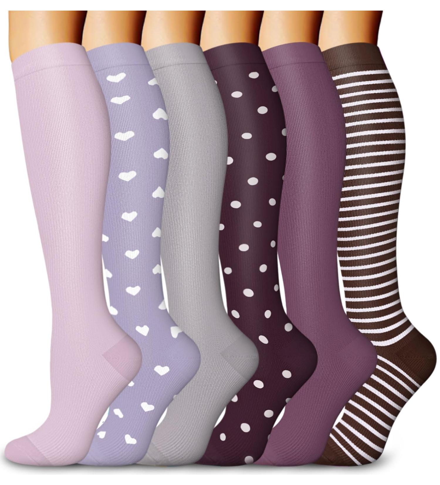Blongw Men s Compression Stockings - 6 Pairs Knee Support Socks for Sports Travel & Flight | L-XL Assorted - Buy Online on GoSupps.com