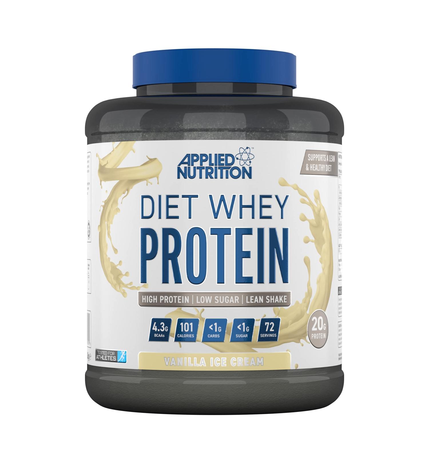 Applied Nutrition Diet Whey Vanilla Ice Cream 1.8kg - High Protein Low Carb Powder with CLA & Green Tea for Weight Management - 72 Servings - Buy Online on GoSupps.com