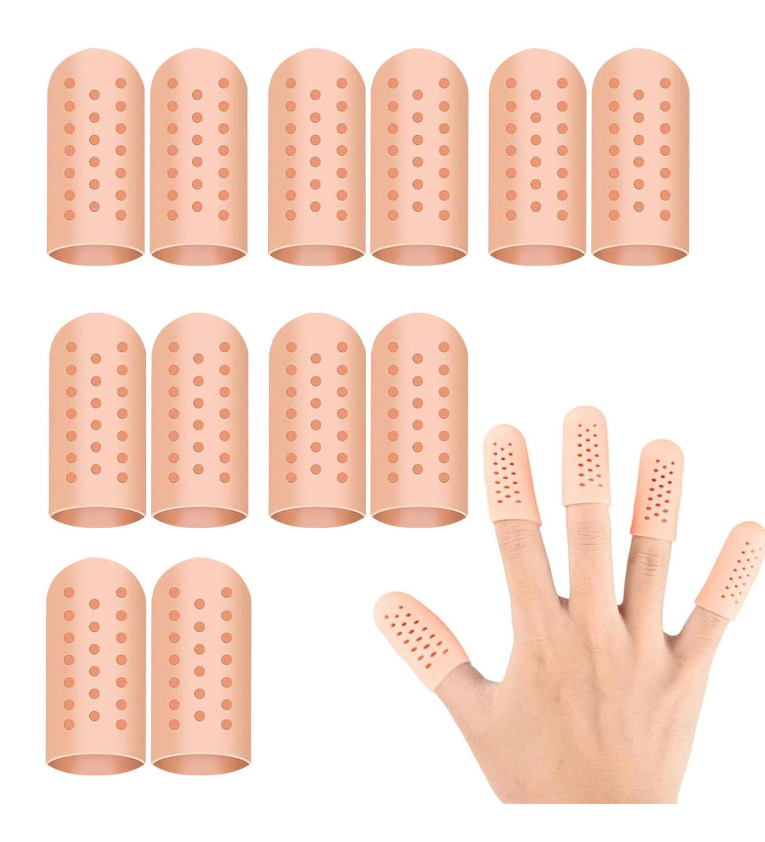 12 Pieces Silicone Finger Protectors - Gel Fingering Support Breathable Thumb Protection - 6 Pairs Beige for Optimal Comfort | International Shipping Available - Buy Online on GoSupps.com