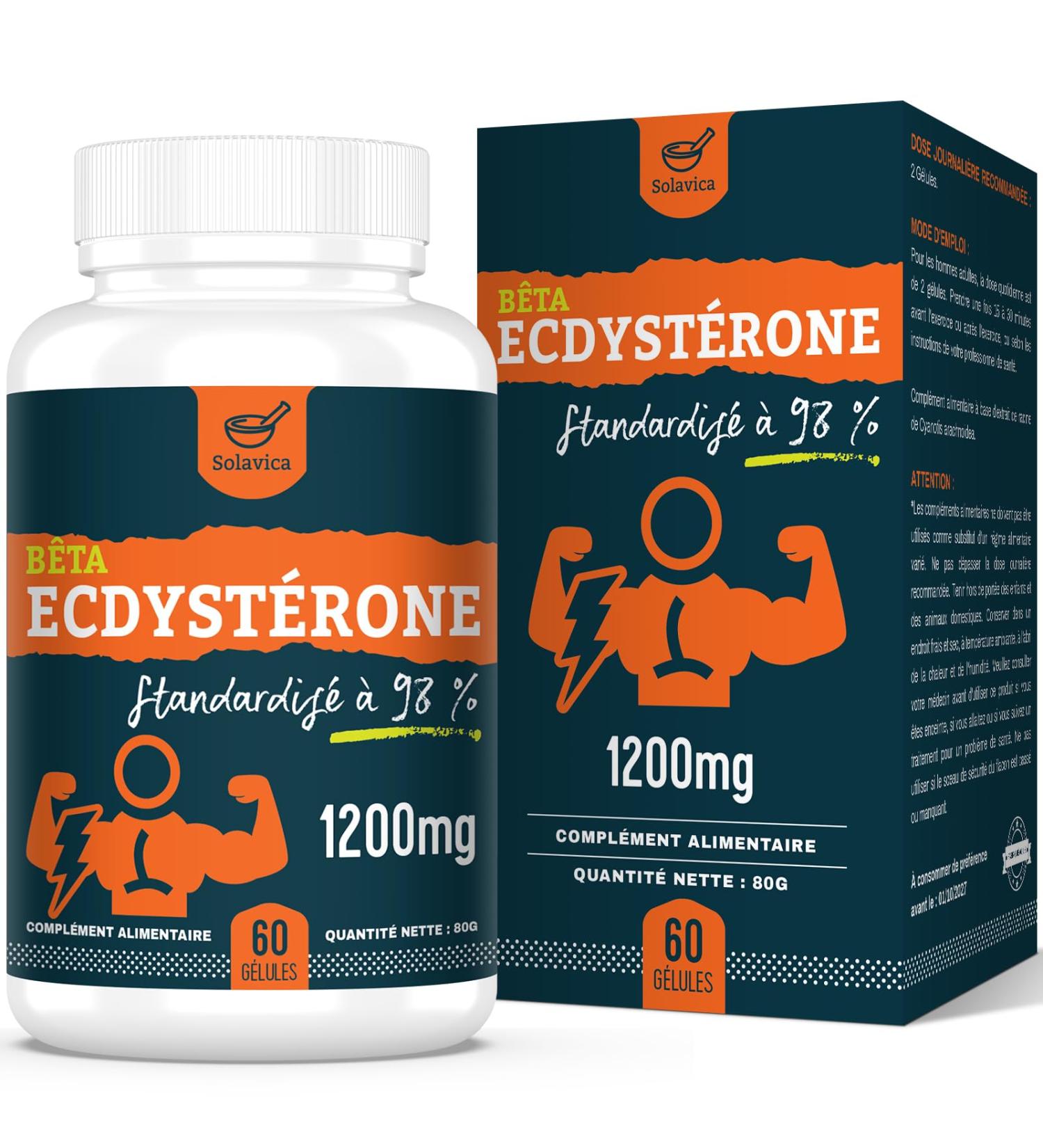 Ecdysterone Supplement 1200mg -98% Maximum Purity Ecdysterone for Lean Muscle Building and Strength Gains (60 Unit (Pack of 1))