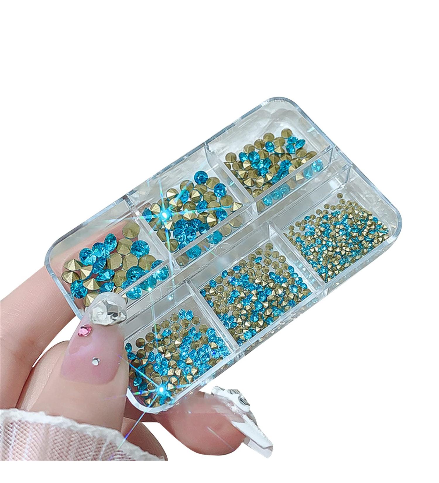 FEIlei Clear Nail Rhinestones 3D Nail Gems Nail Diamonds Pointed Back Nail Stones - Buy Online on GoSupps.com