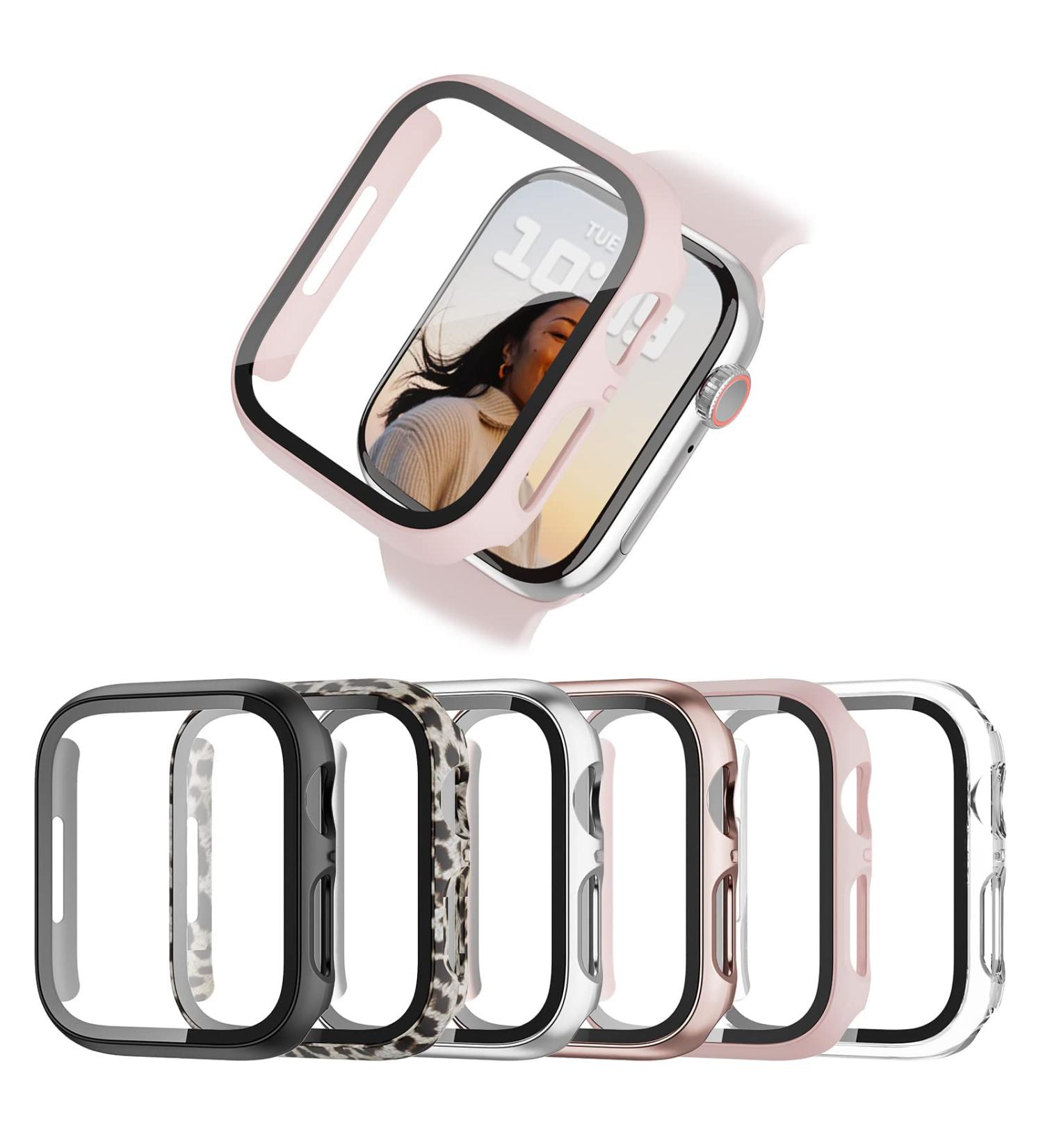 6 Pack Case for Apple Watch SE/Series 6/5/4 40mm with Tempered Glass Screen Protector - BHARVEST Hard PC Bumper Cover, Scratch Resistant - Black/Silver/Rose Gold/Pink/Clear/Leopard - Buy Online on GoSupps.com