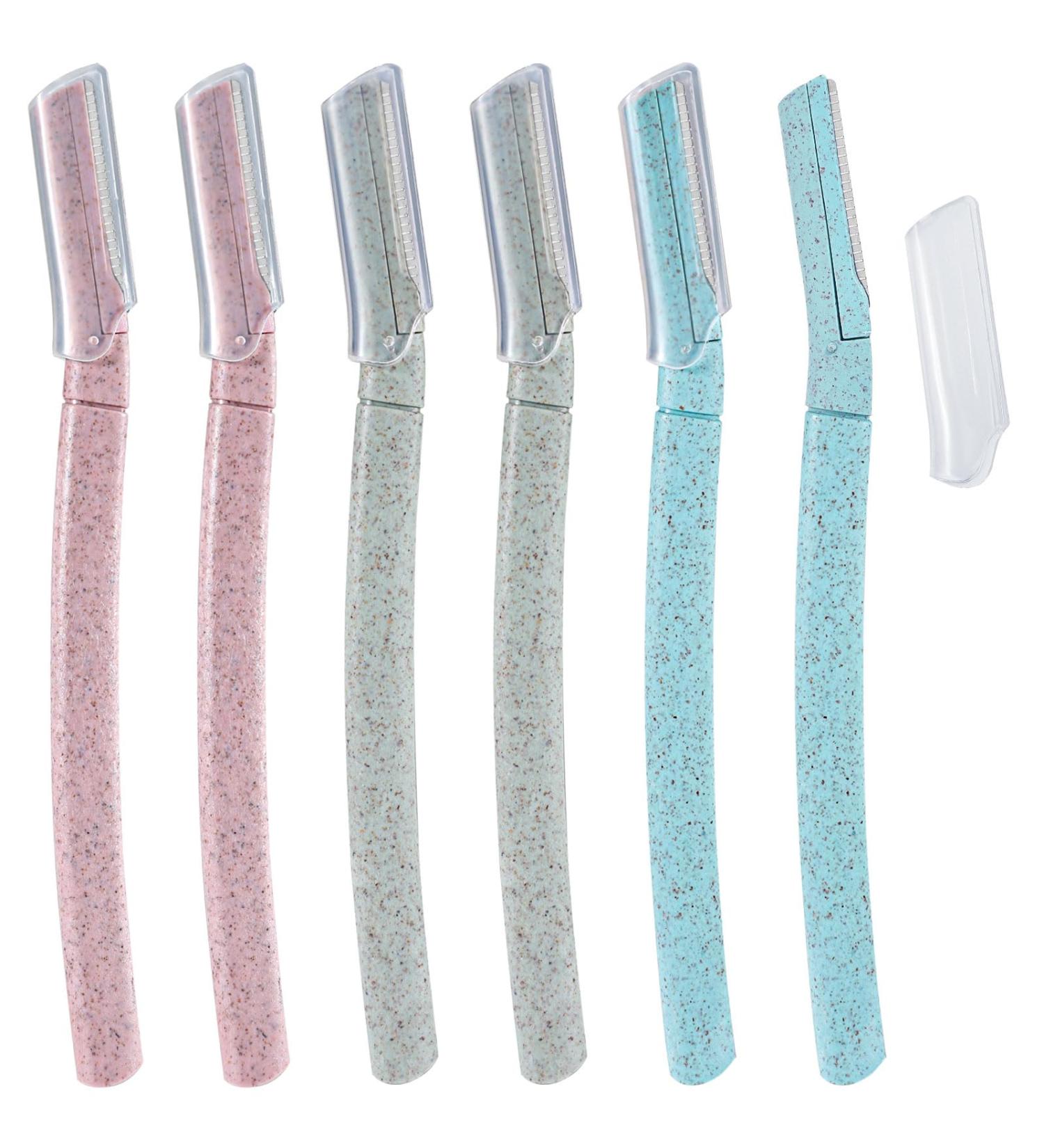 6 Pcs Dermaplaning Blades for Women - Facial Hair Remover & Dead Skin Remover - Eyebrow and Peach Fuzz Razor Set (Pink Blue Green) - Buy Online on GoSupps.com