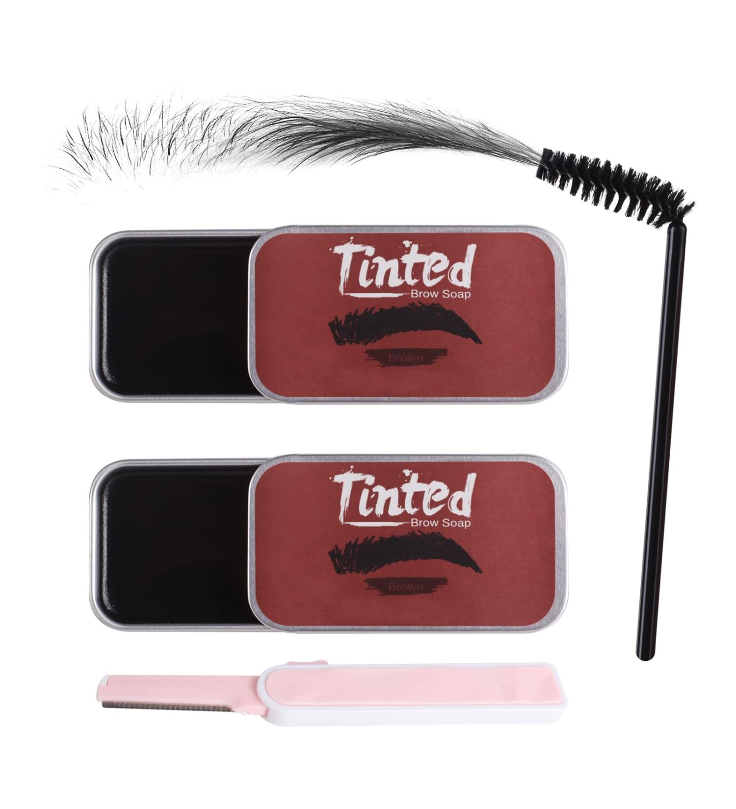 MEICOLY 2-Pack Tinted Eyebrow Soap Kit - Long-Lasting 4D Feathery Brow Pomade - Brow Setting Wax - Dark Brown - Buy Online on GoSupps.com