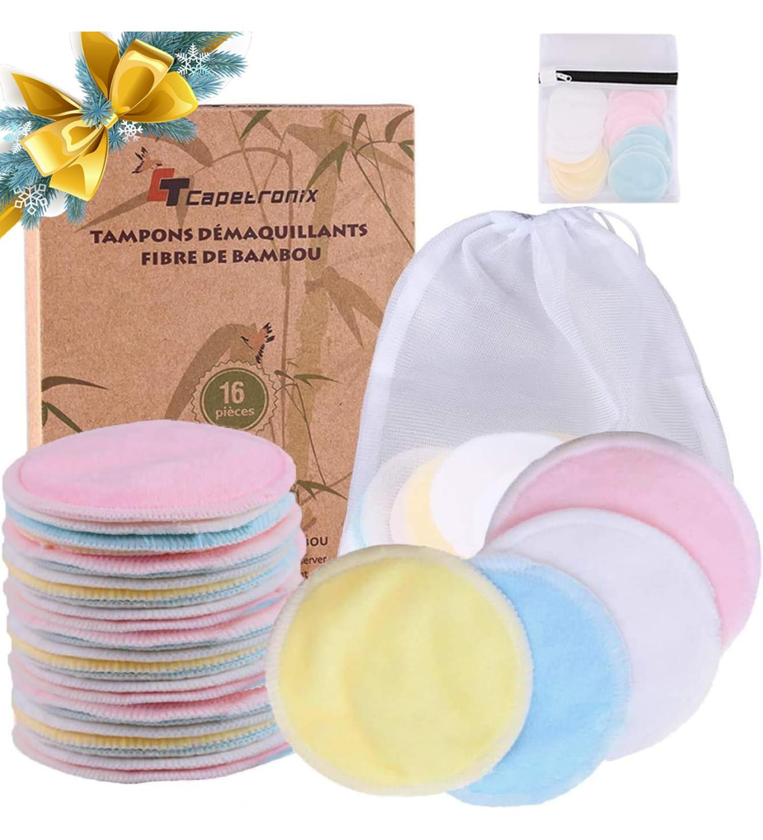 Bamboo Fiber Makeup Remover Pads - 16 Pack | Organic Cotton Rounds for All Skin Types | Zero Waste, Washable | Includes Laundry Bag and Storage Bag - Buy Online on GoSupps.com