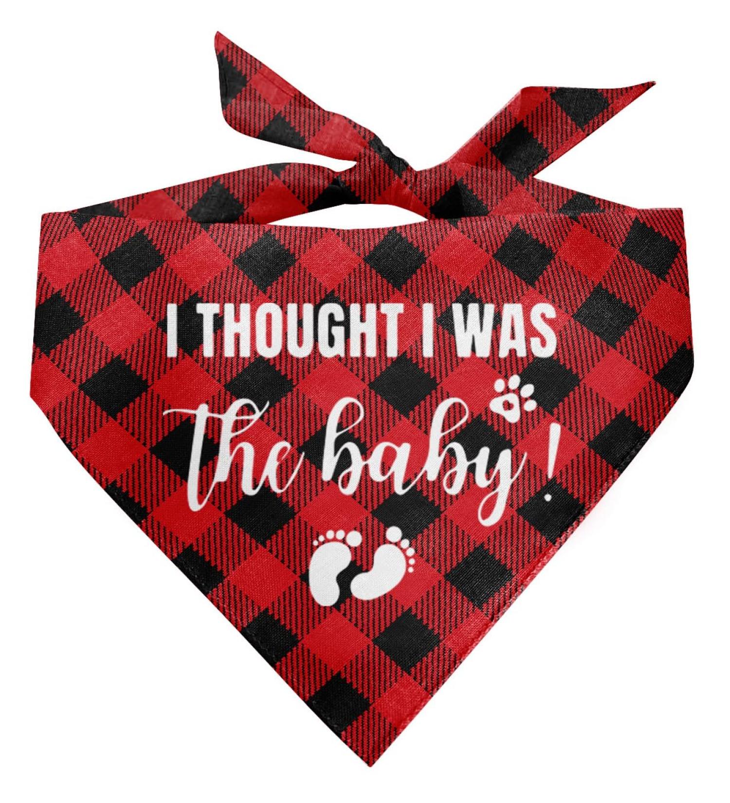I Thought I Was the Baby Dog Bandana - Buffalo Plaid Pet Scarf & Accessories for All Sizes | Perfect Gift for Dog Lovers - Buy Online on GoSupps.com