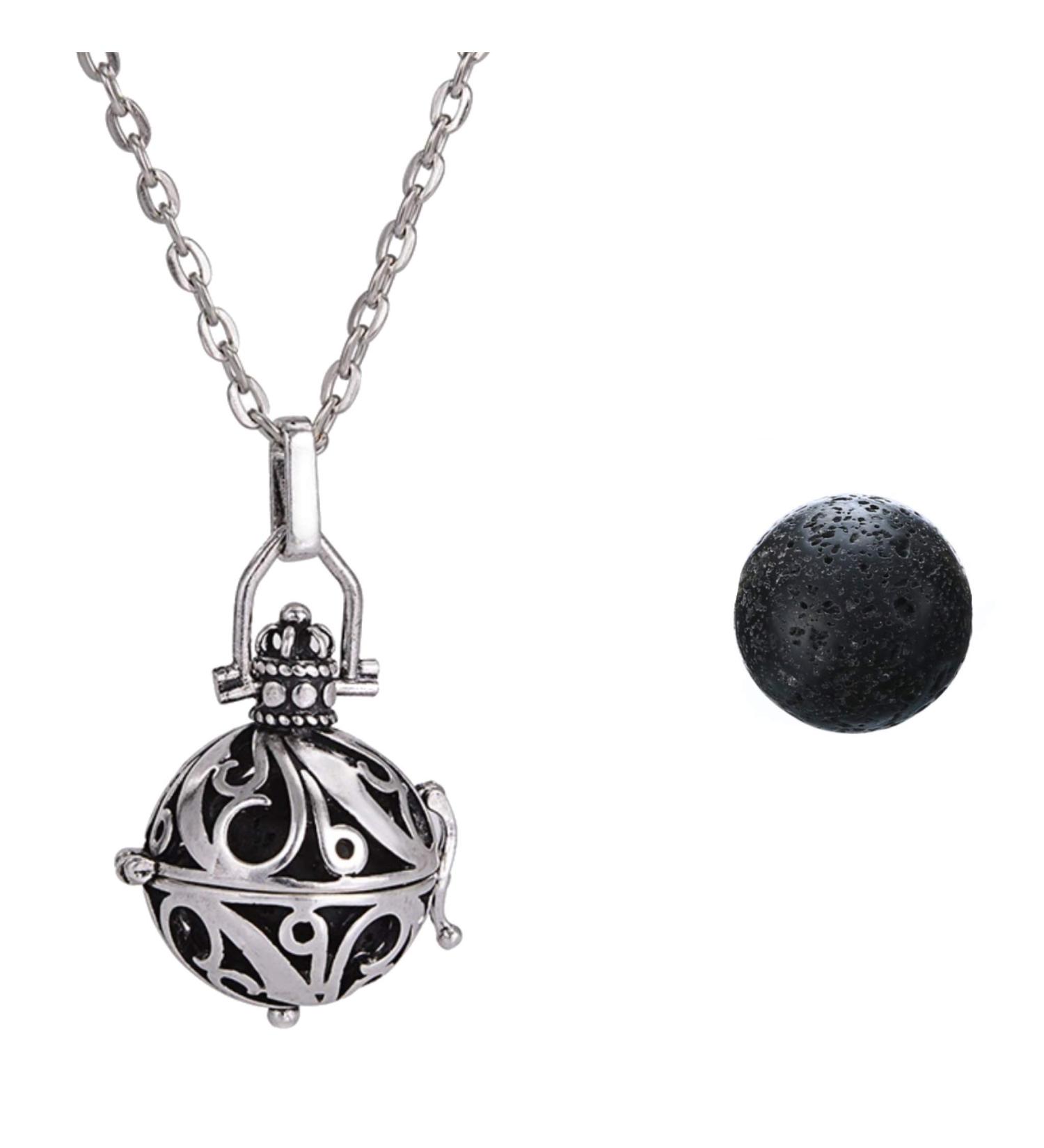 PRINCESS CUTENESS STORE Aromatherapy Diffuser Lava Rock Pendant Necklace Essential Oil Locket Set Jewelry
