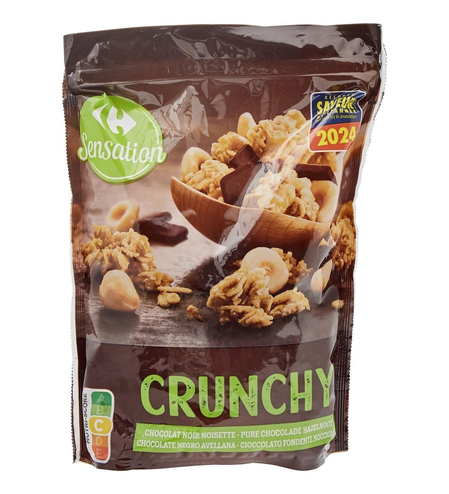CARREFOUR SENSATION C r ales Croquantes au Chocolat Noir et Noisette Petit-D jeuner Gourmand (500g) - lot de 4 - Vendu par Lot