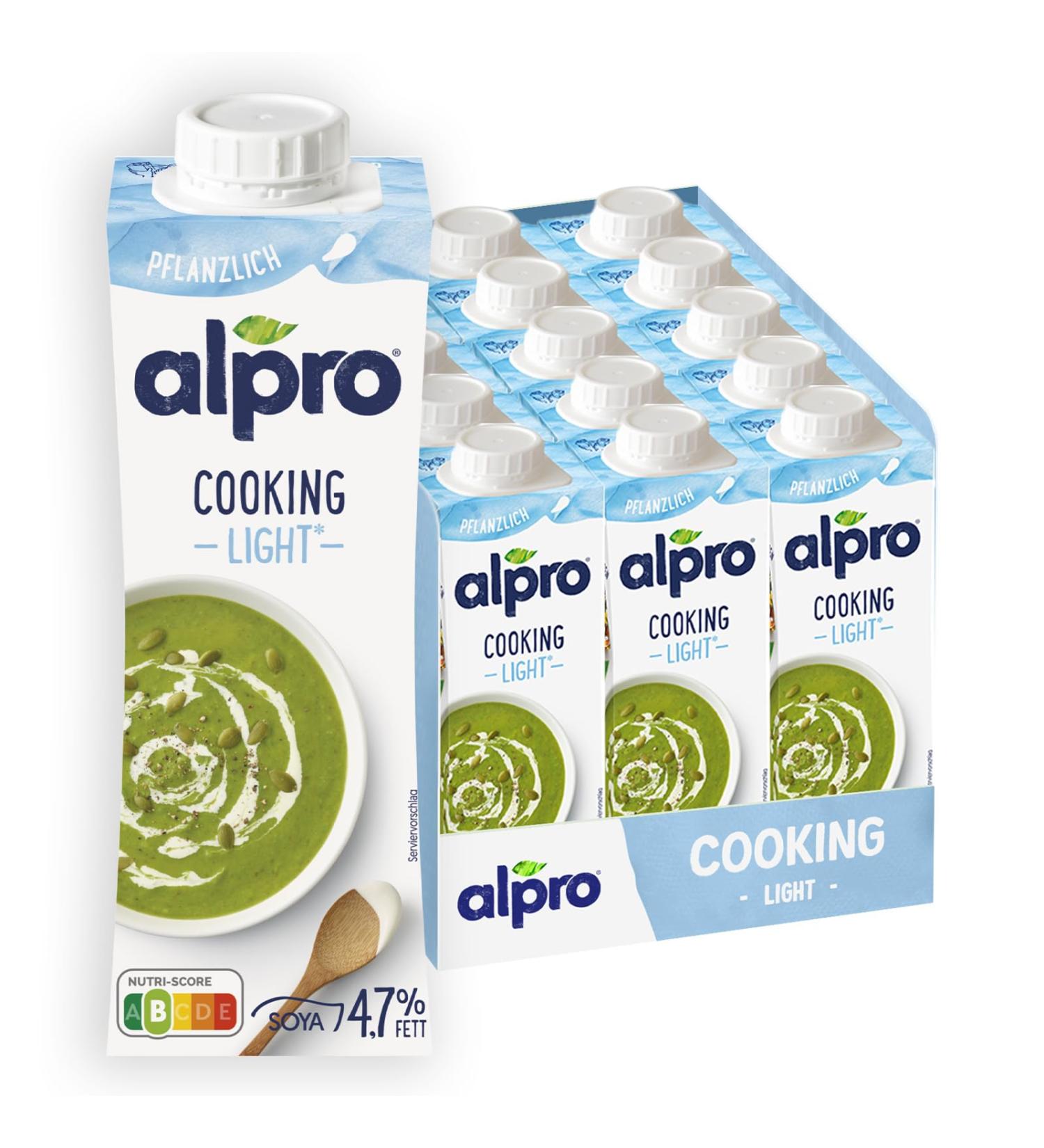 Alpro Soya Cooking Cream Light - Vegan Lactose-Free Gluten-Free UHT 15x250ml - Perfect for Cooking & Baking - Buy Online on GoSupps.com