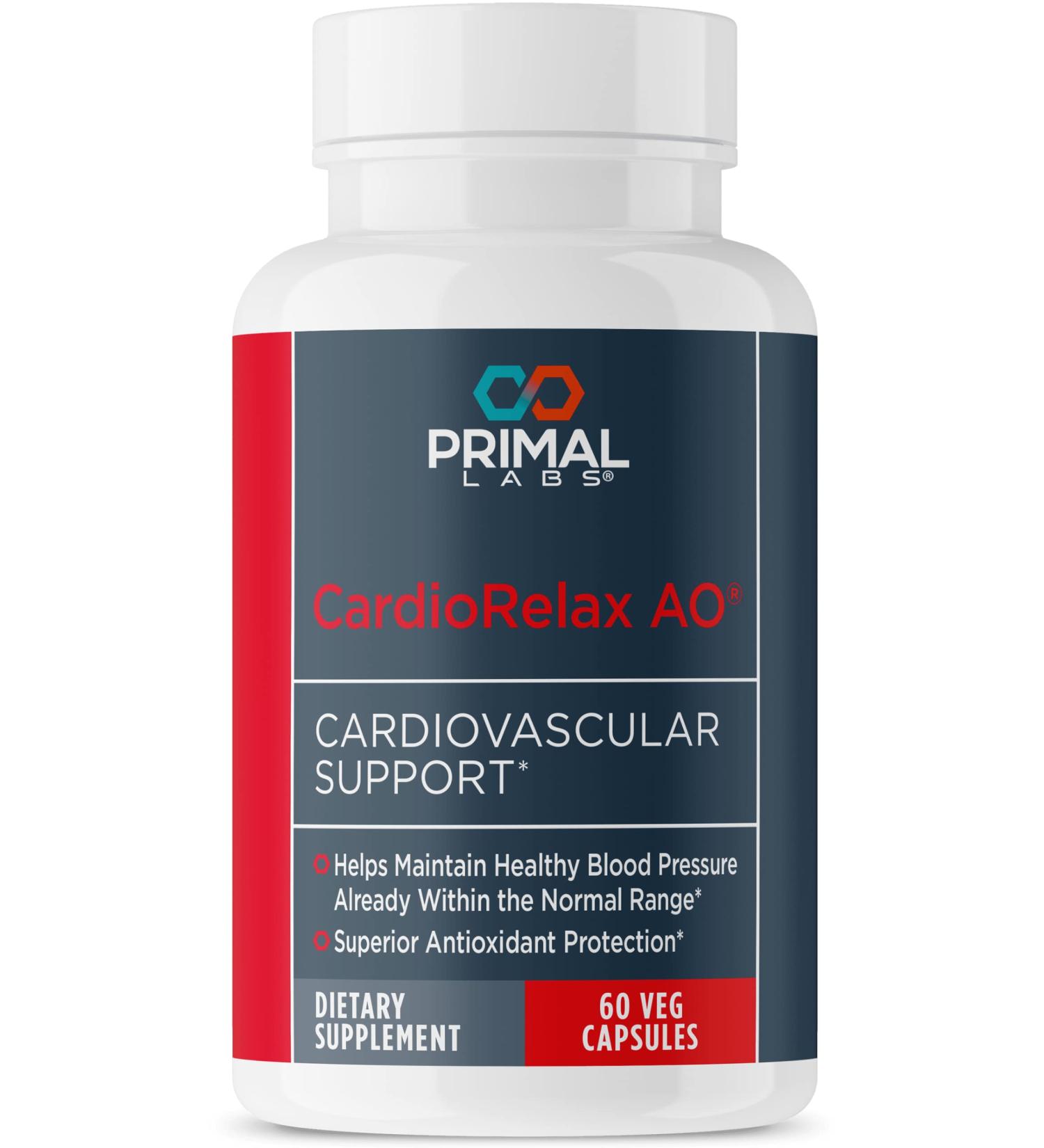 Primal Health CardioRelax AO - Coenzyme Q10 Bioperine & Olive Leaf Extract - 60 Capsules | Optimal Heart Health Support International Shipping - Buy Online on GoSupps.com