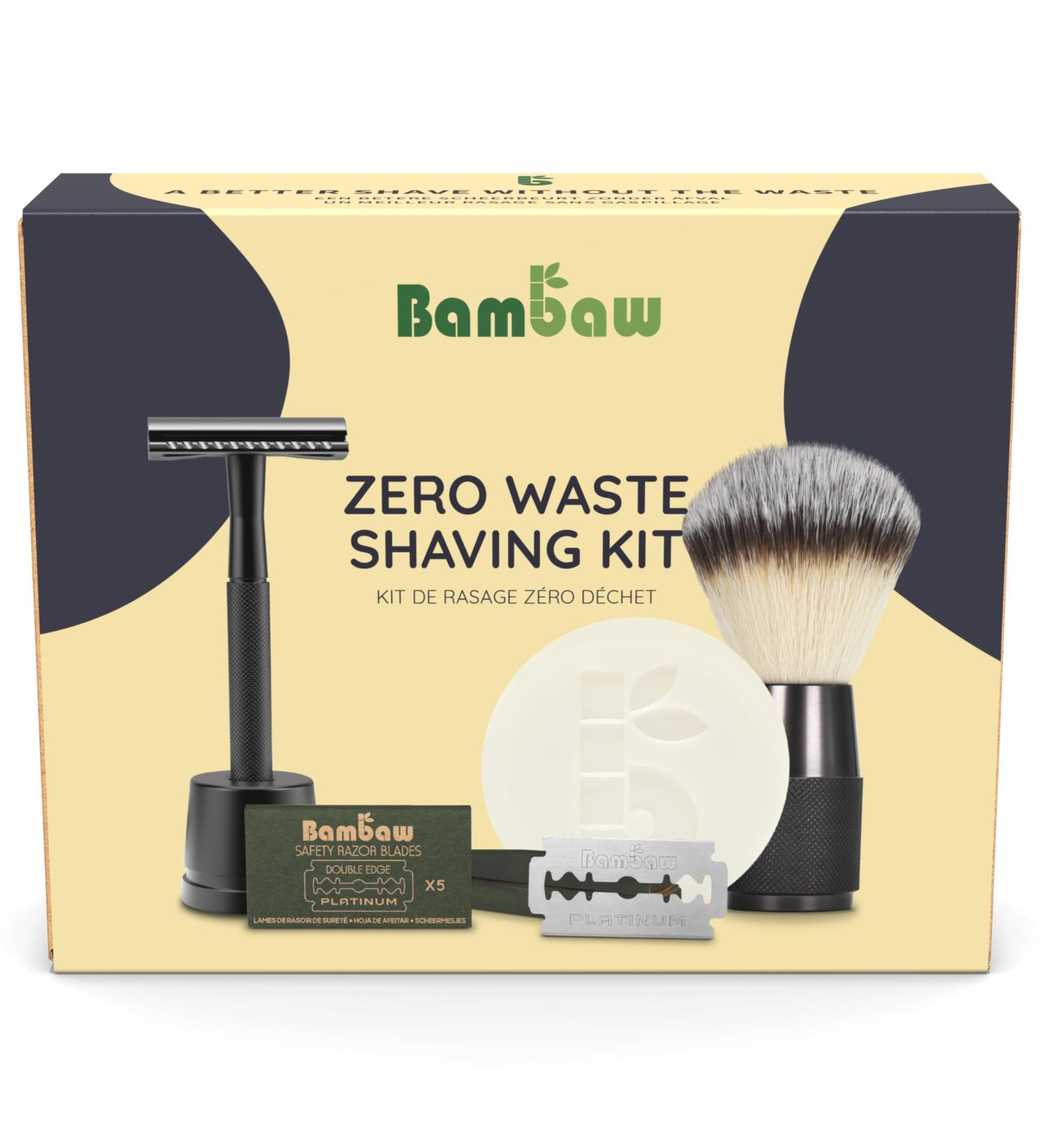 BAMBAW Razing Set for Men: Black Shaving Plane Razor Blades Fragrance-Free Soap & Brush - Perfect Gift for Men - Buy Online on GoSupps.com