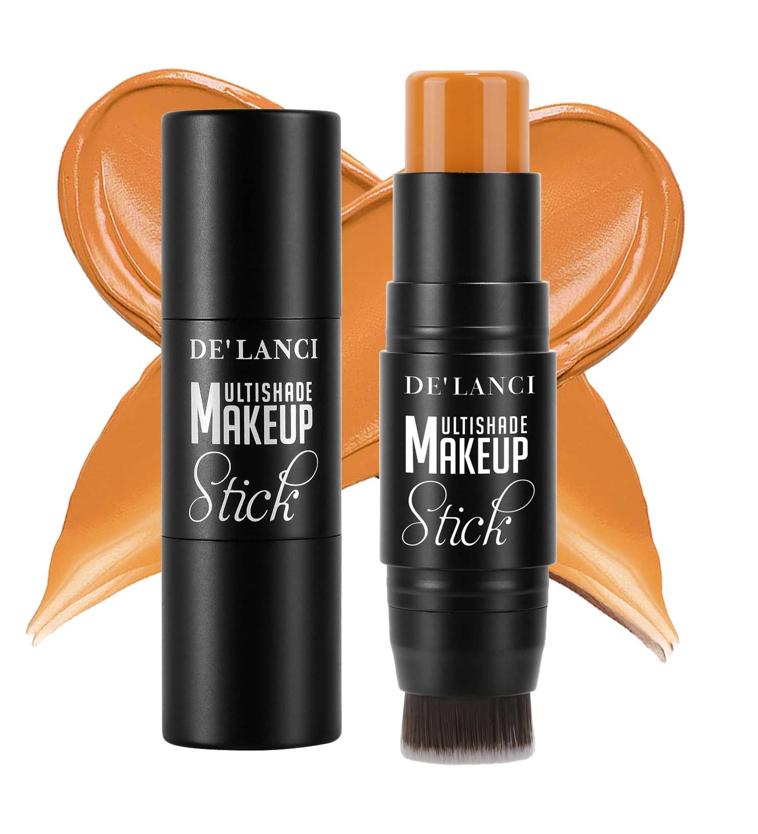 2022 Upgrade 3-in-1 Cream Contour Stick with Built-In Brush - Concealer, Bronzer, Foundation Stick for Face Brightening - Waterproof Longwear Makeup for Face & Body in Caramel Shade - Buy Online on GoSupps.com