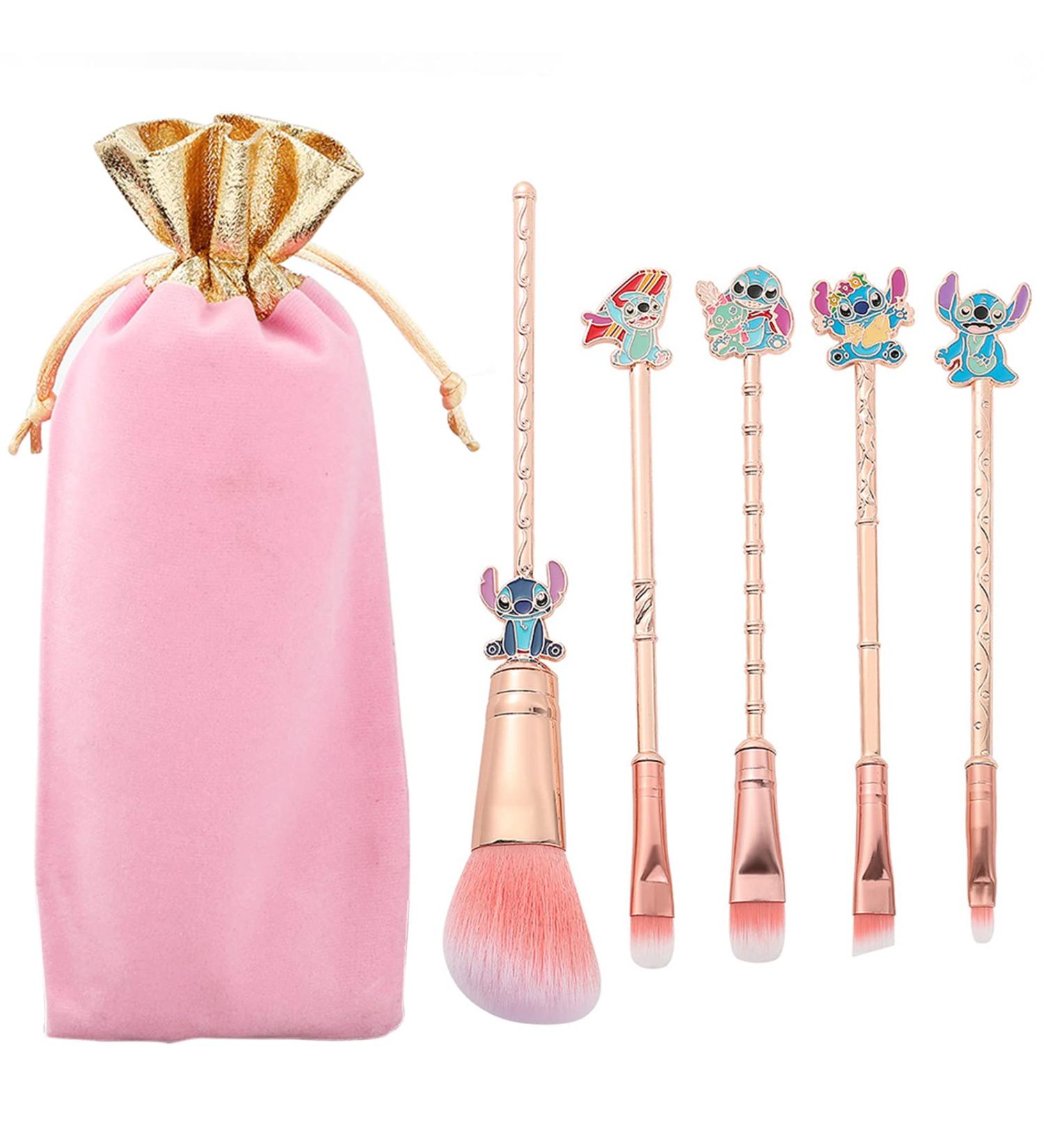 Boyigog 5Pcs Stitch Makeup Brush Set - Blue Theme Cosmetic Brushes for Powder, Eyeshadow, Blush, Lips - Portable Set with Brush Cleaner - Ideal Gift for Girls and Women - Buy Online on GoSupps.com