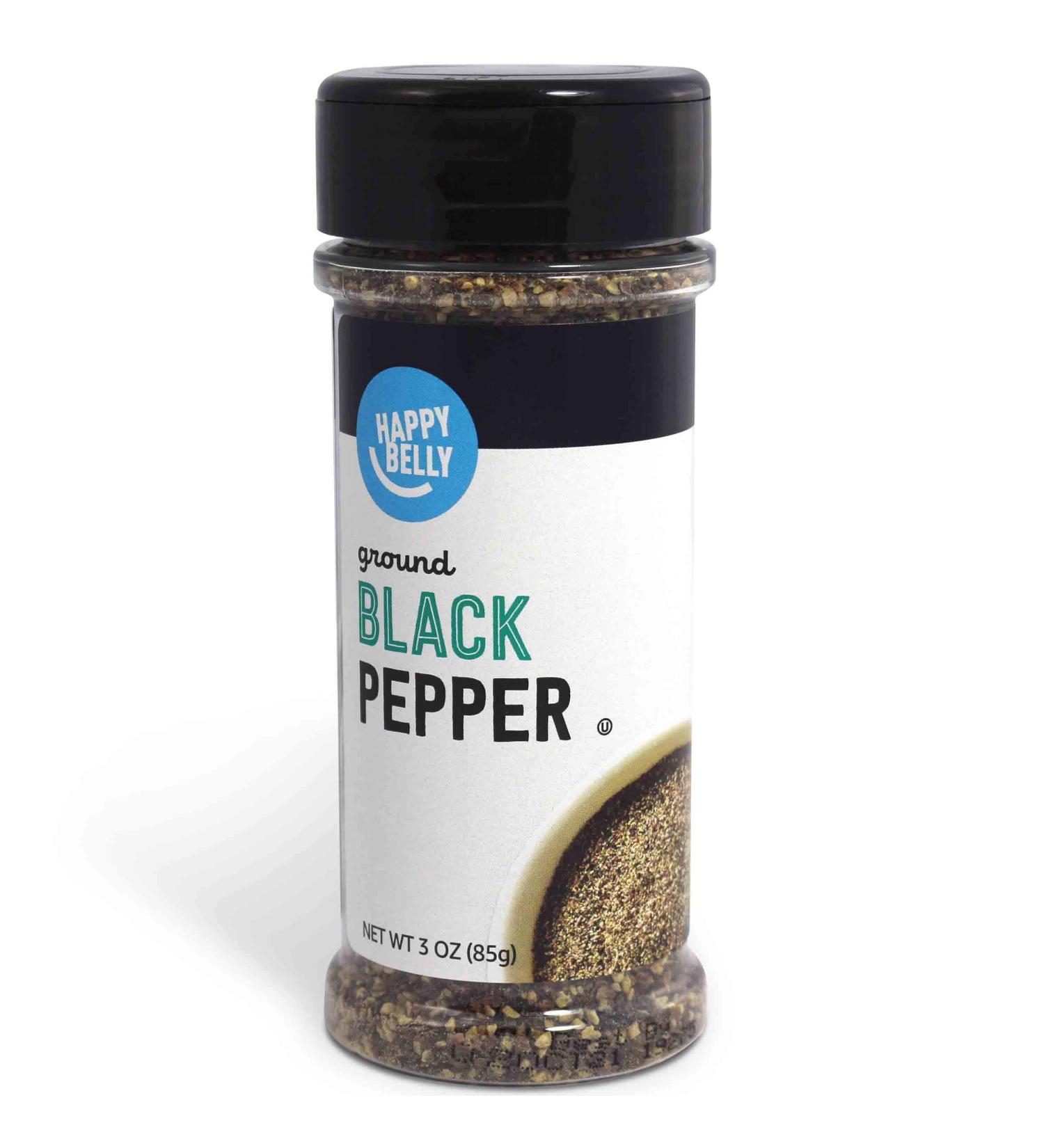 Happy Belly Black Pepper Coarse Ground - 3 Ounce | Amazon Brand - Buy Online on GoSupps.com